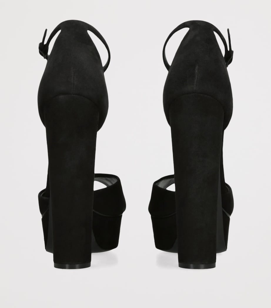 Suede Flora Platform Heels 140 BLACK Image 2
