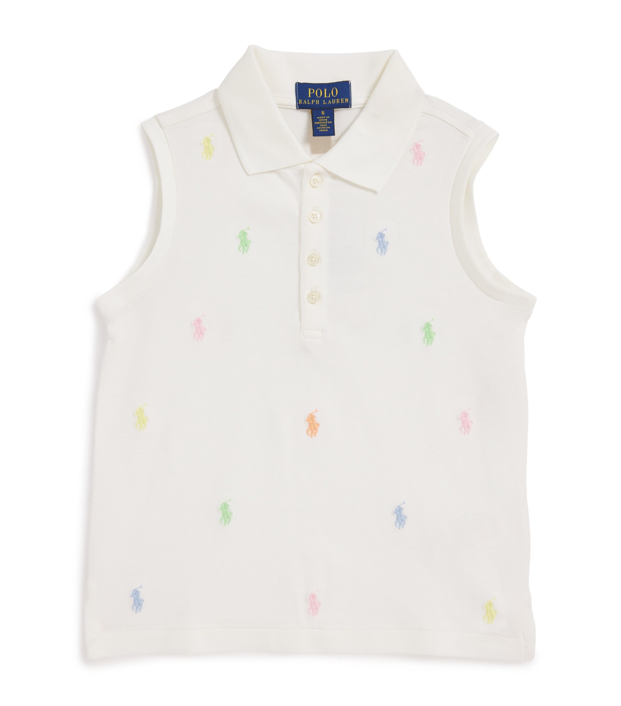 Shop Ralph Lauren Polo Pony Sleeveless Polo Shirt In White