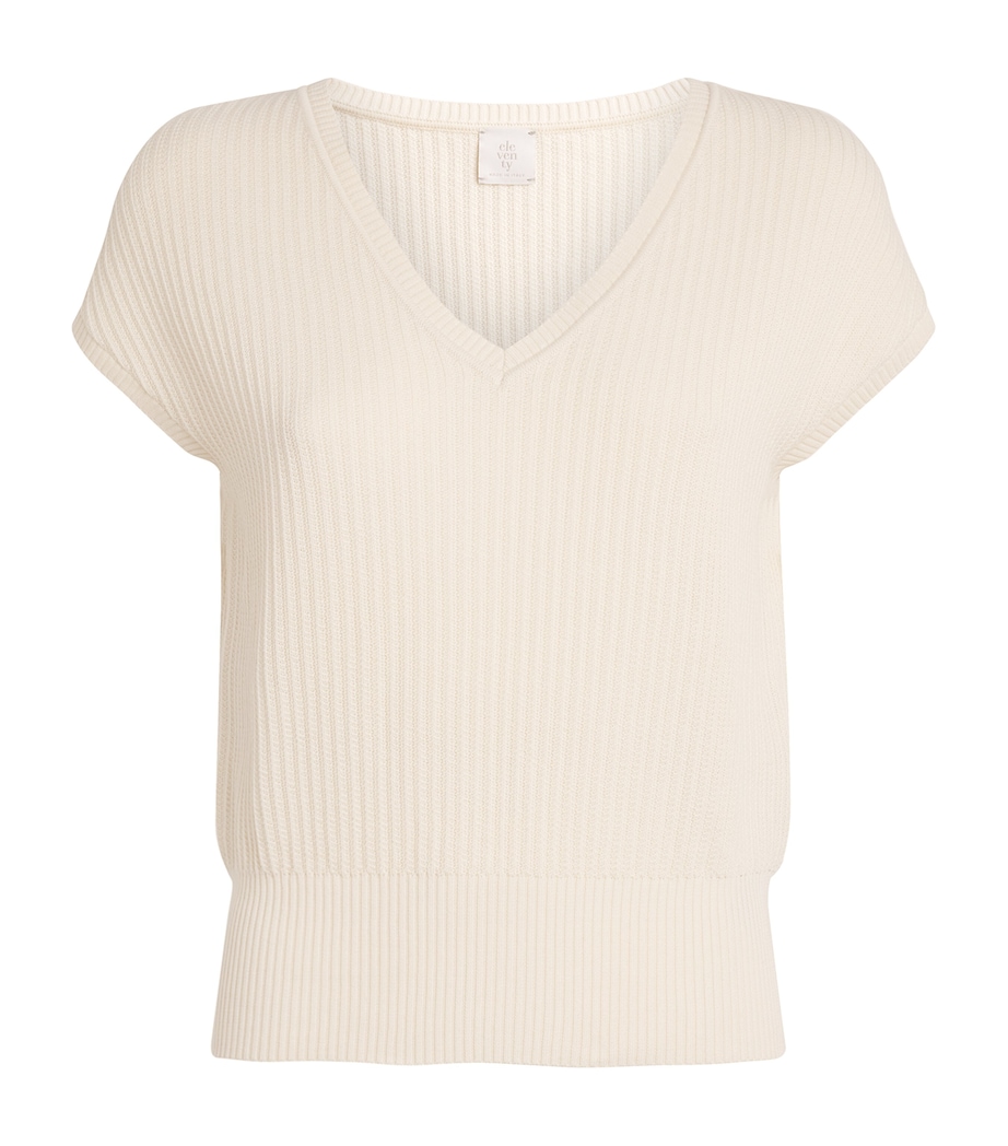 Eleventy Womens Cotton Knitted Sweater Vest Avorio Image 1