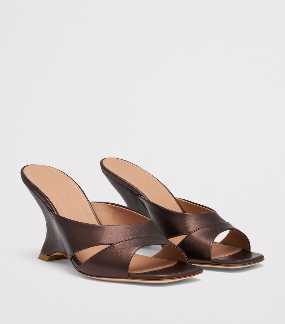 Malone Souliers Metallic Leather Lourdes Wedge Mules 85 Tobacco Image 3