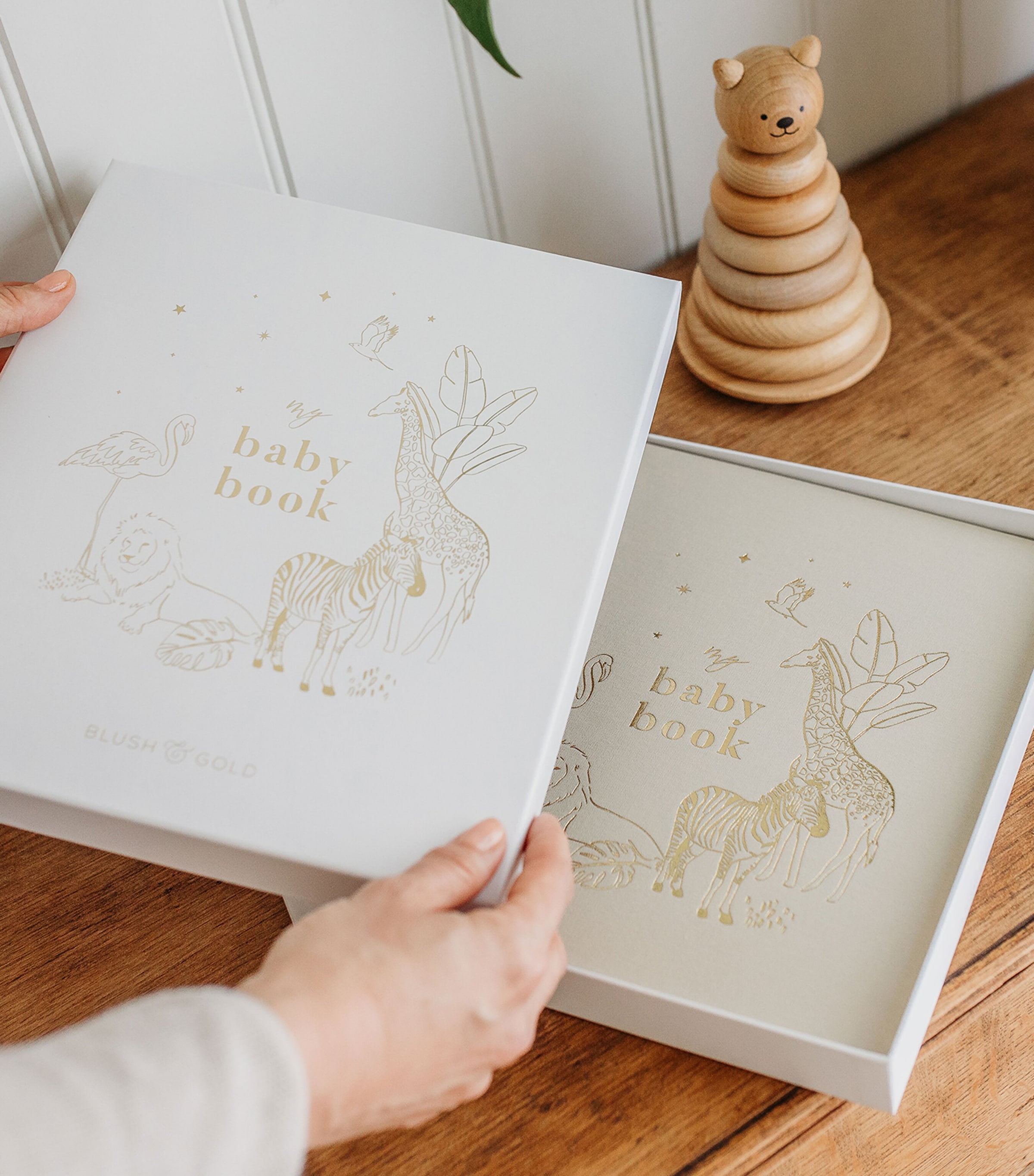 Blush and Gold Safari Baby Memory Book Ivory/beige, Gold Image 2