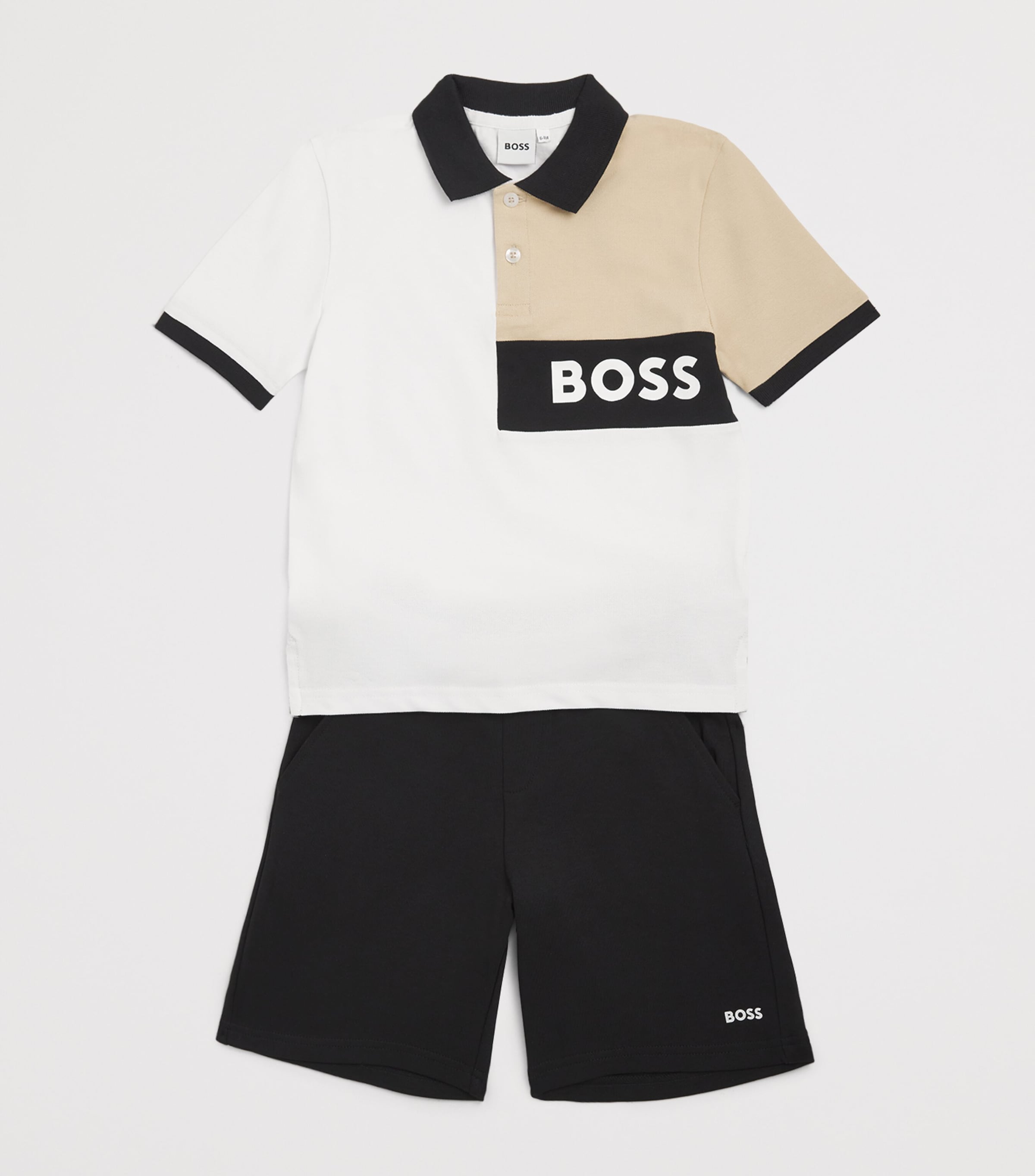 BOSS Kidswear Cotton Logo Polo Shirt and Shorts Set (4-16 Years) Black Image 3