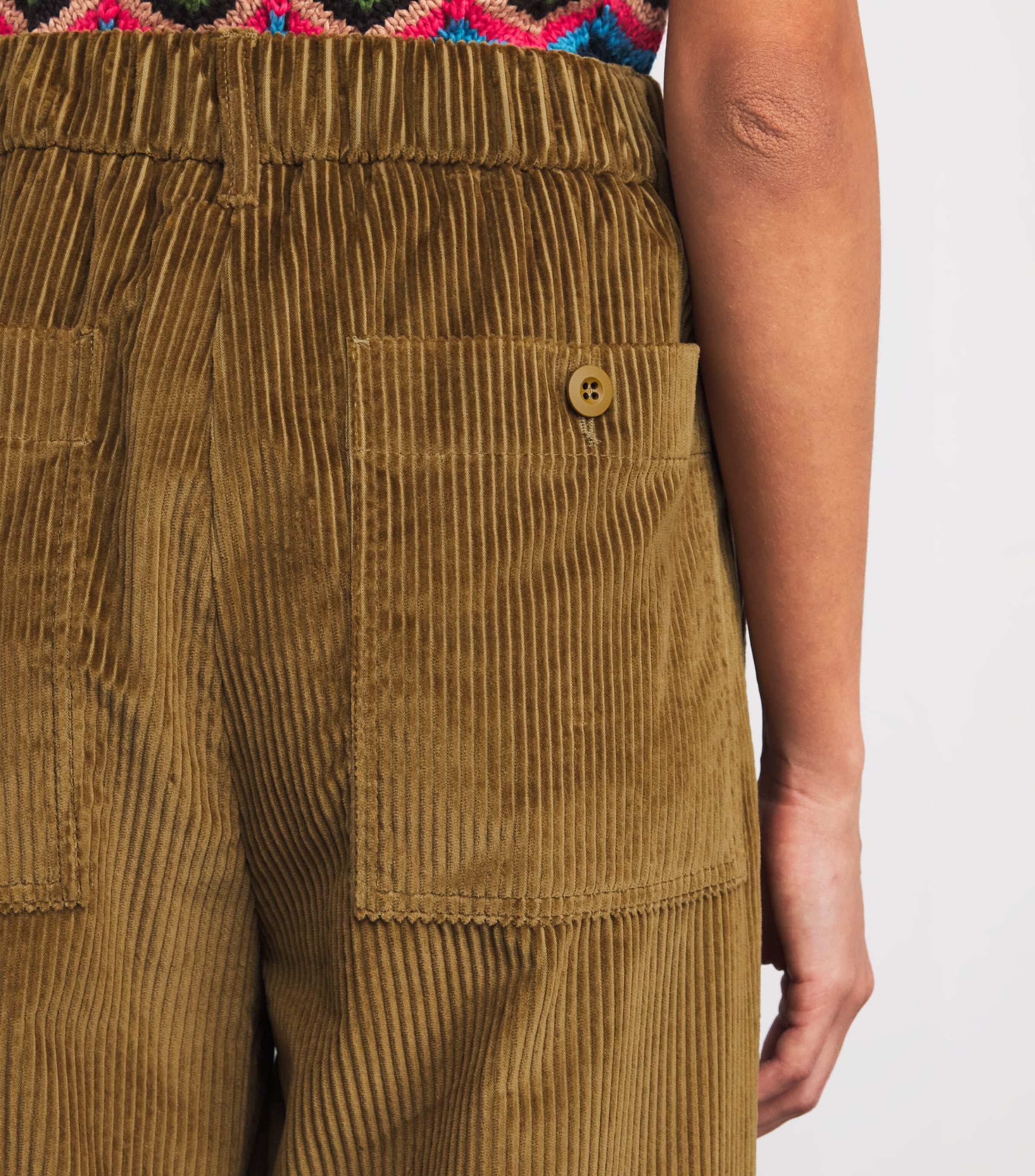 Corduroy Wide-Leg Trousers OLIVE GREEN Image 6