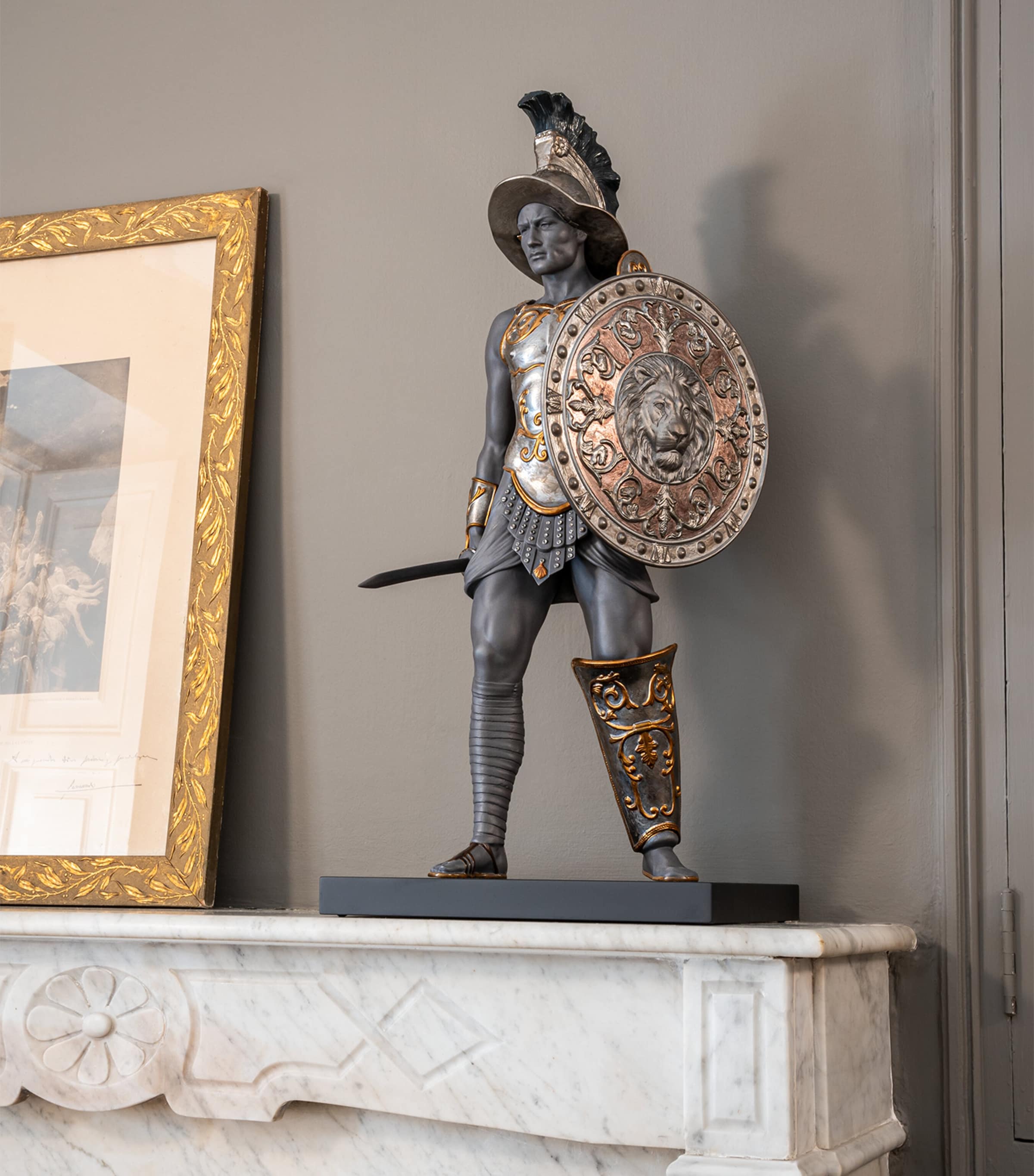 Lladró Porcelain Gladiator Sculpture Black Image 2