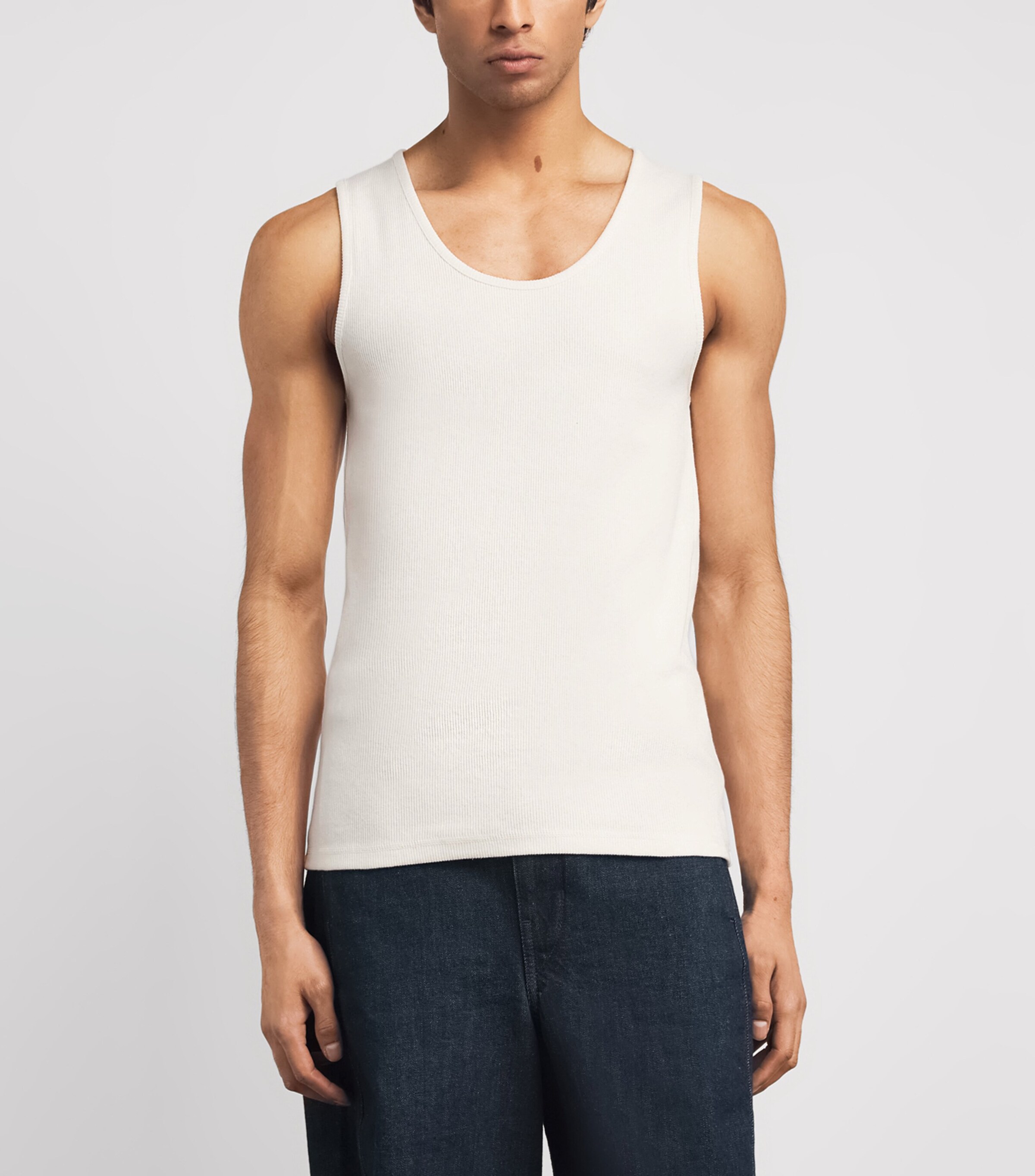 LEMAIRE タンクトップ RIB TANK TOP IN COTTON JERSEY - Black - Cotton Linen Rib Jersey