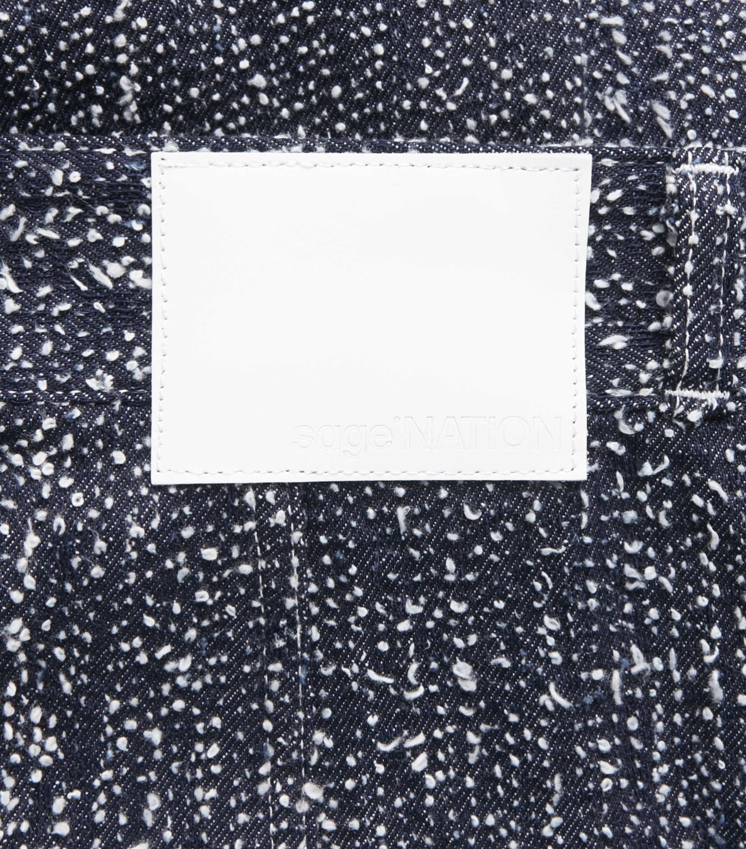 Sage Nation Mens Denim Speckled Box-Pleat Trousers Snow Nep Image 6