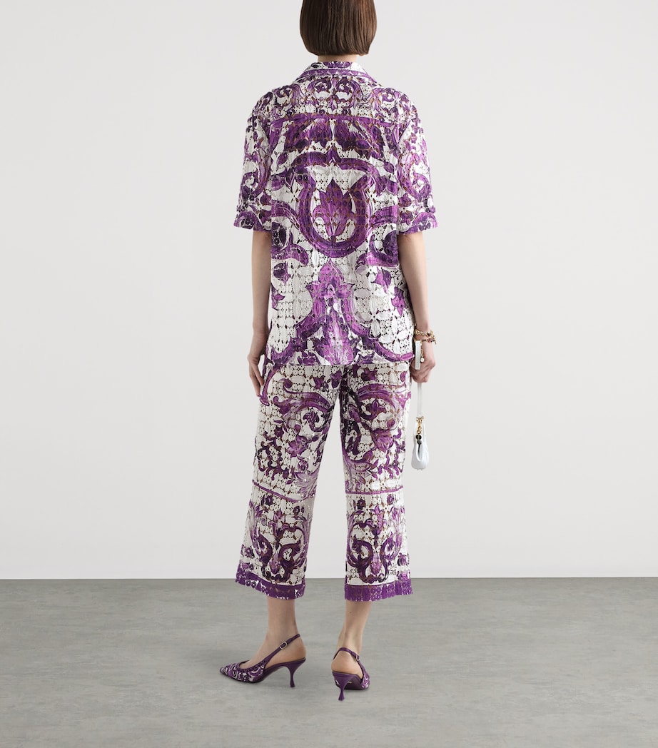 Majolica Print Lace Cropped Trousers IP3TN-MIX MAIOLICA V Image 3