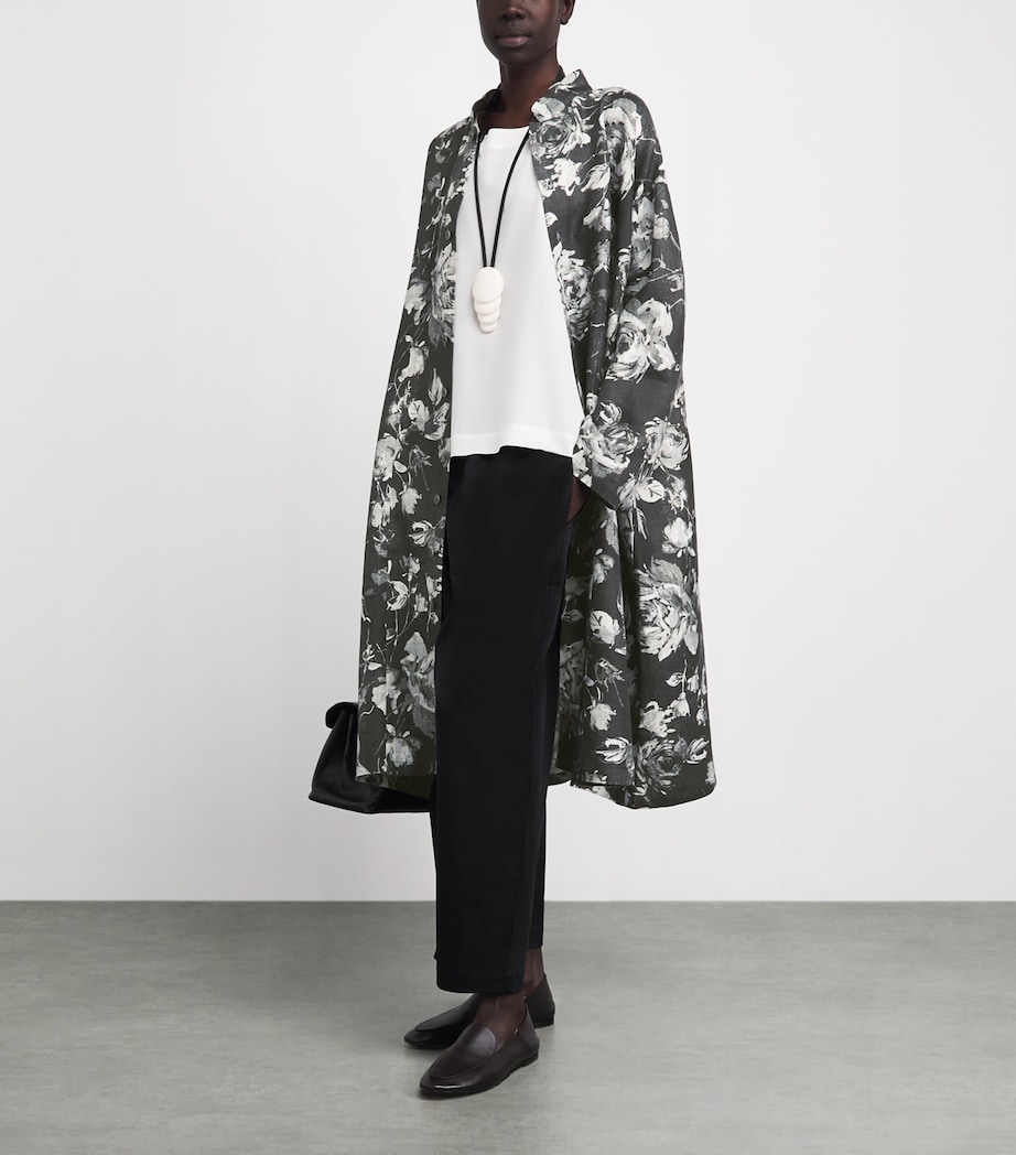 Eskandar Womens Linen A-Line Panelled Jacket Mnochrom Image 2