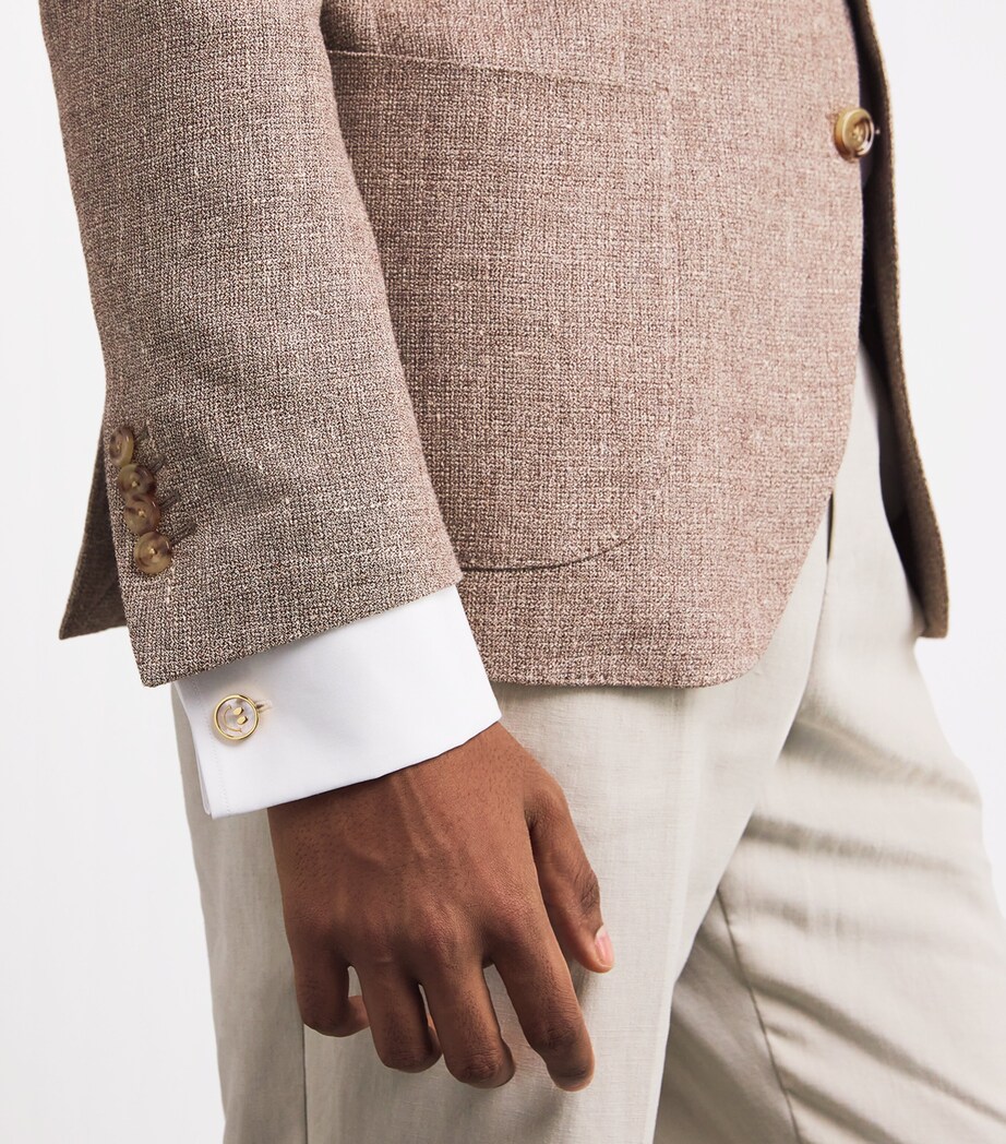 Babette Wasserman Gold-Plated Smiley Face Cufflinks Gold Image 2