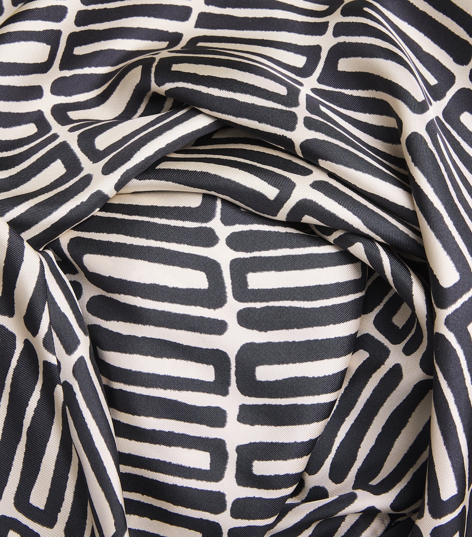 Silk Printed Midi Dress BLACK Image 5