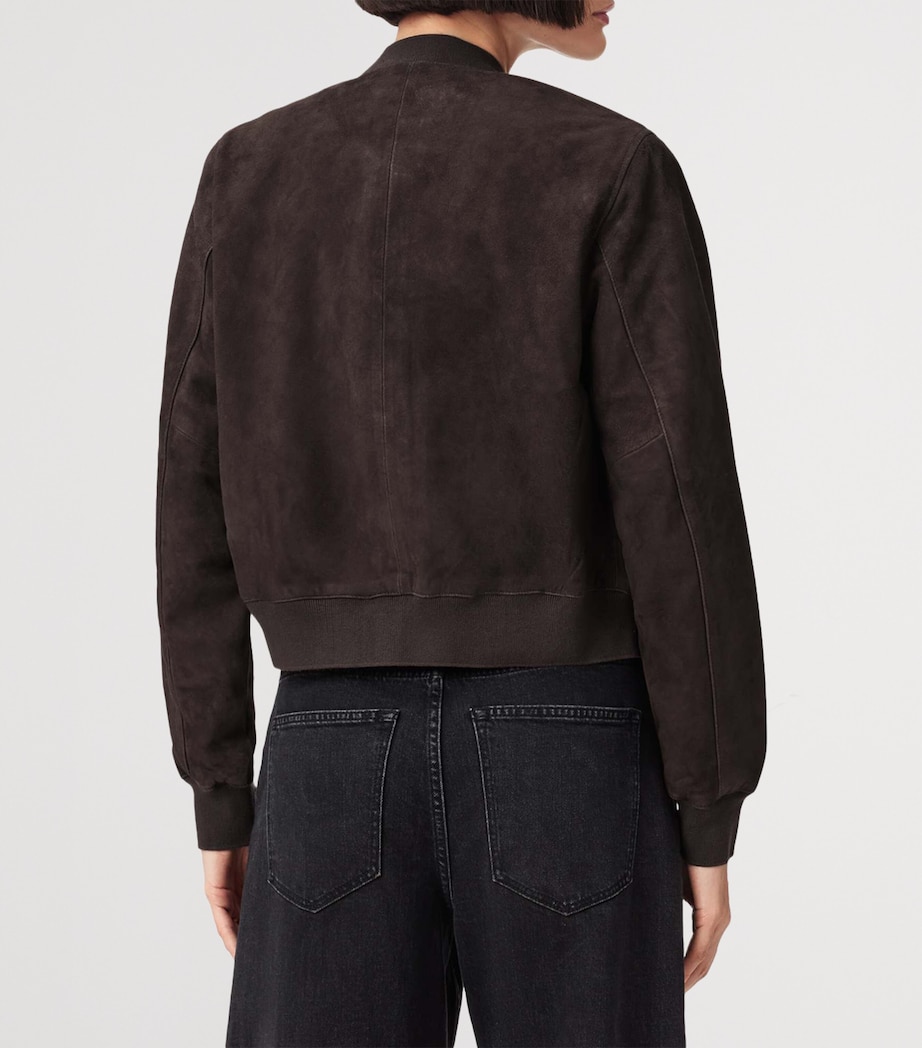 AllSaints Womens Suede Orten Bomber Jacket Bitter Brown Image 4