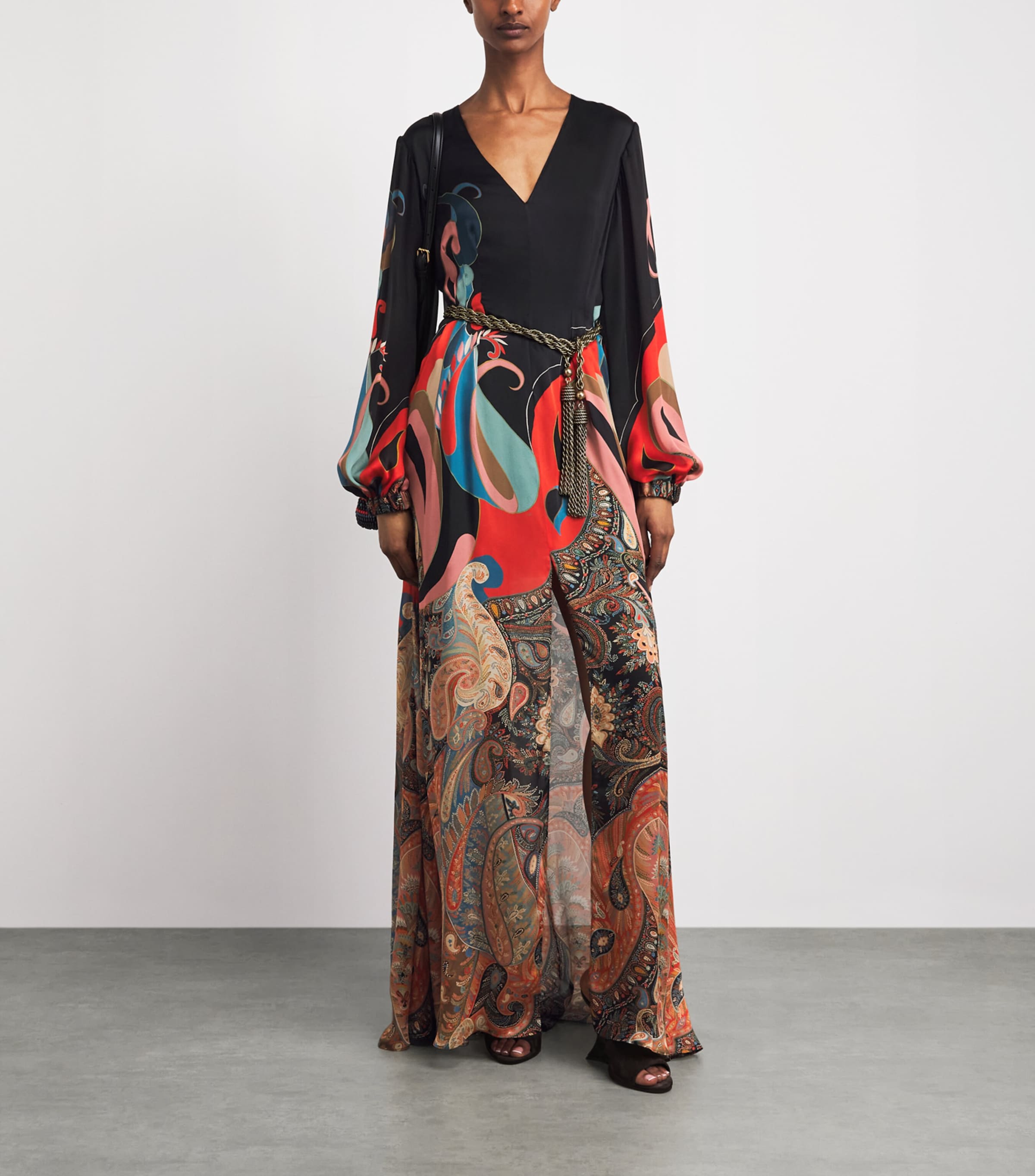 Etro Womens Silk Paisley Maxi Dress Black Print Image 2