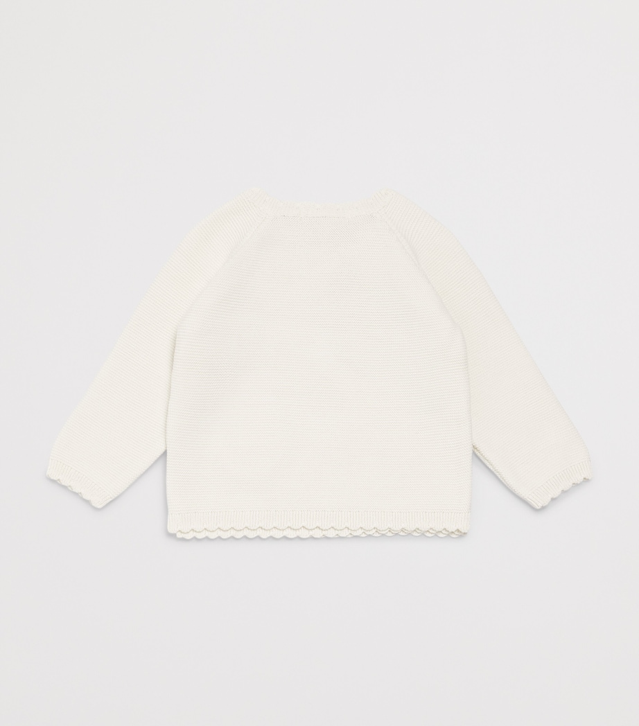 Marie-Chantal Cotton Wrap-Effect Coraline Cardigan (3-24 Months) Milky White Image 2