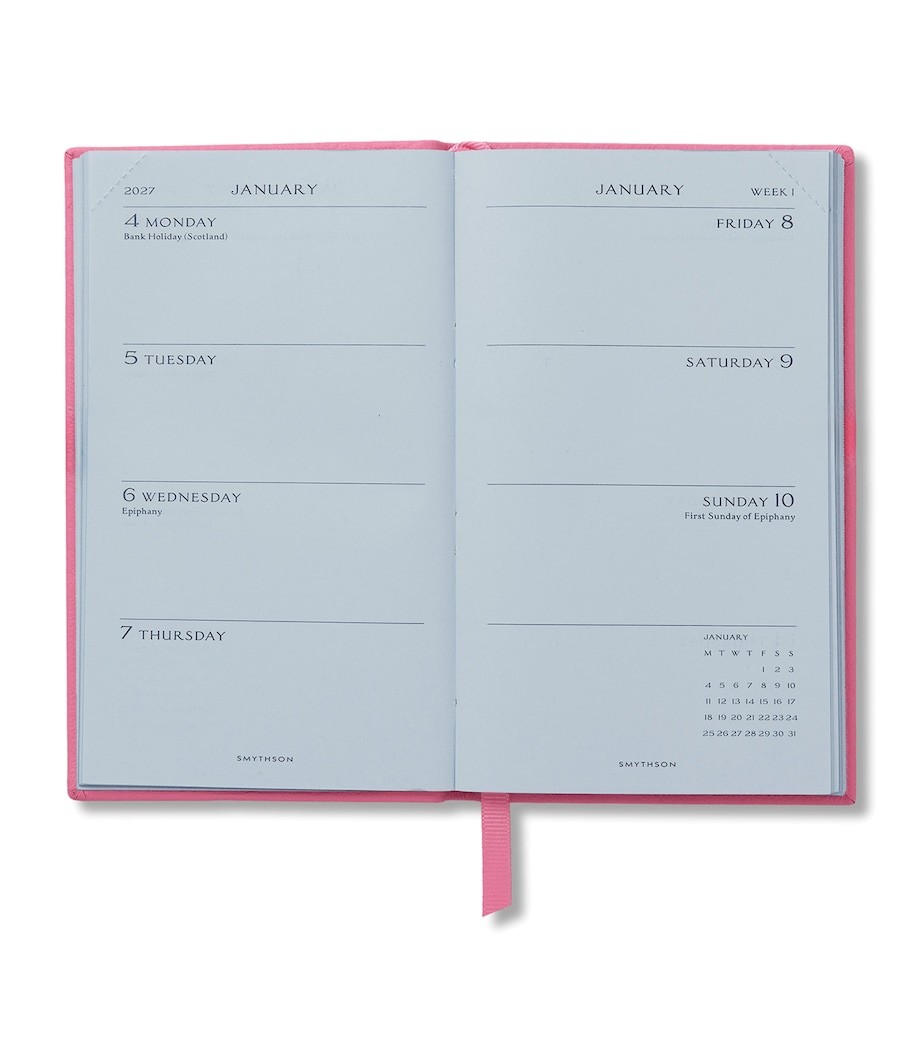 Smythson Leather Panama Weekly Diary 2027 Flamingo Image 2