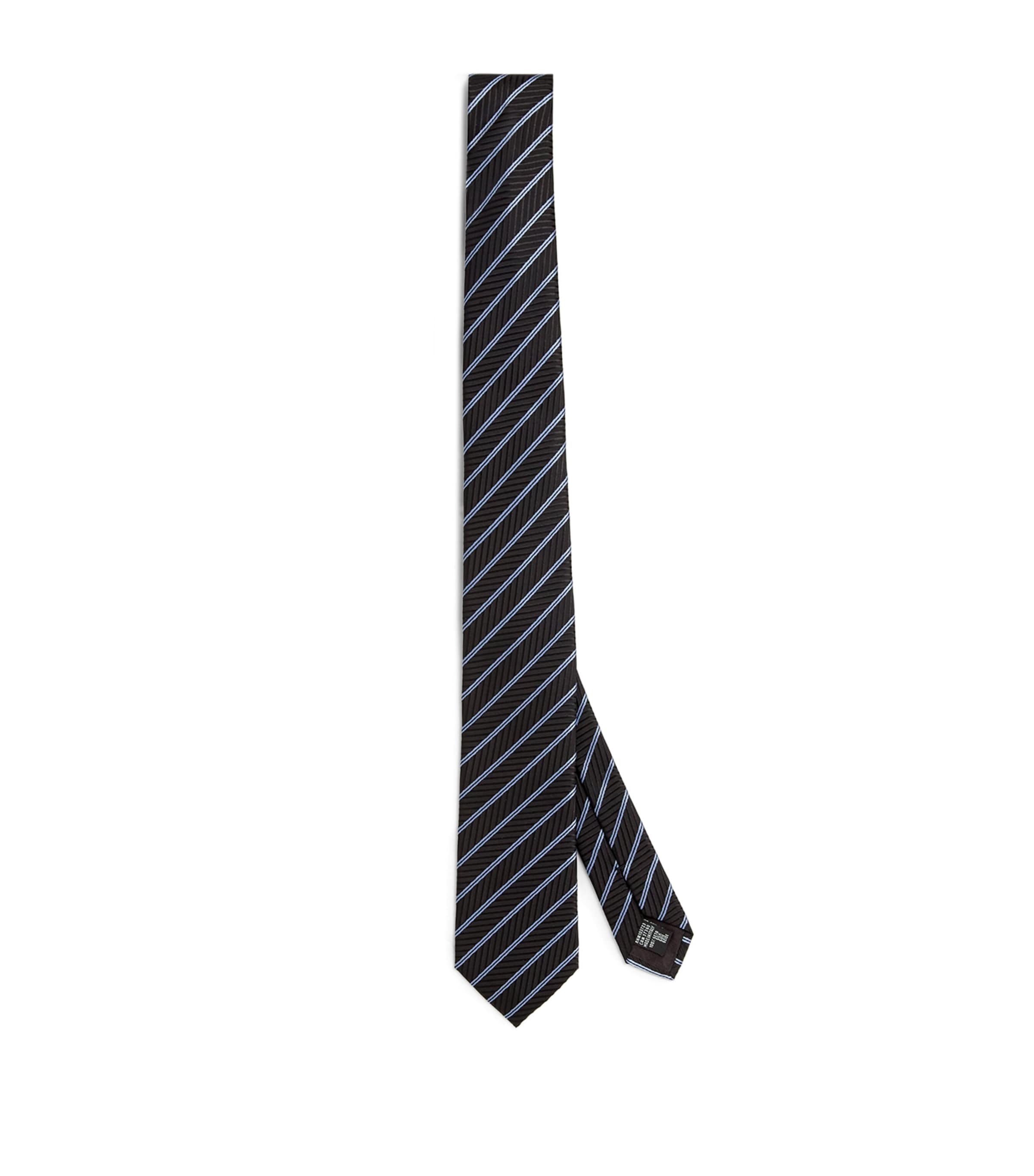 Shop Giorgio Armani Mulberry Silk Stripe Jacquard Tie In Black