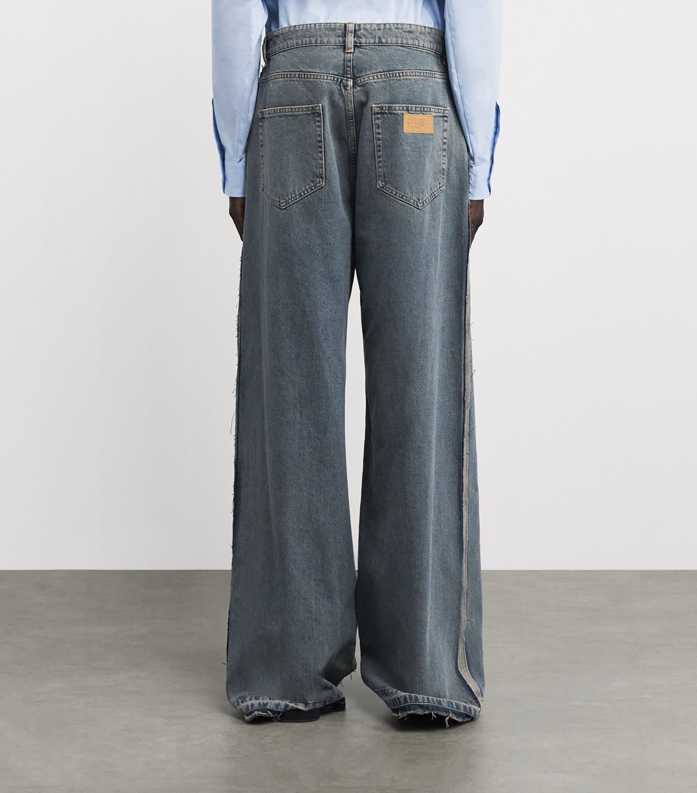 MM6 Maison Margiela Blue Oversized Distressed-Detail Jeans