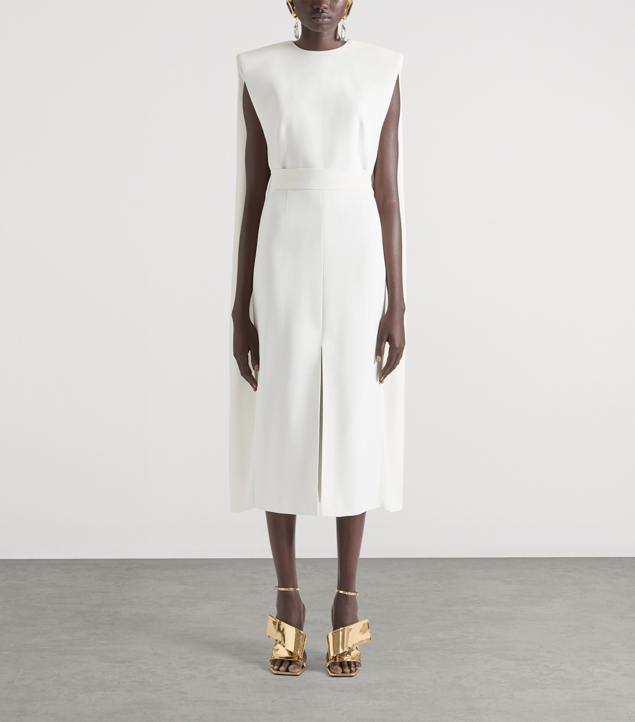 Crepe Cape Midi Dress IVORY Image 2