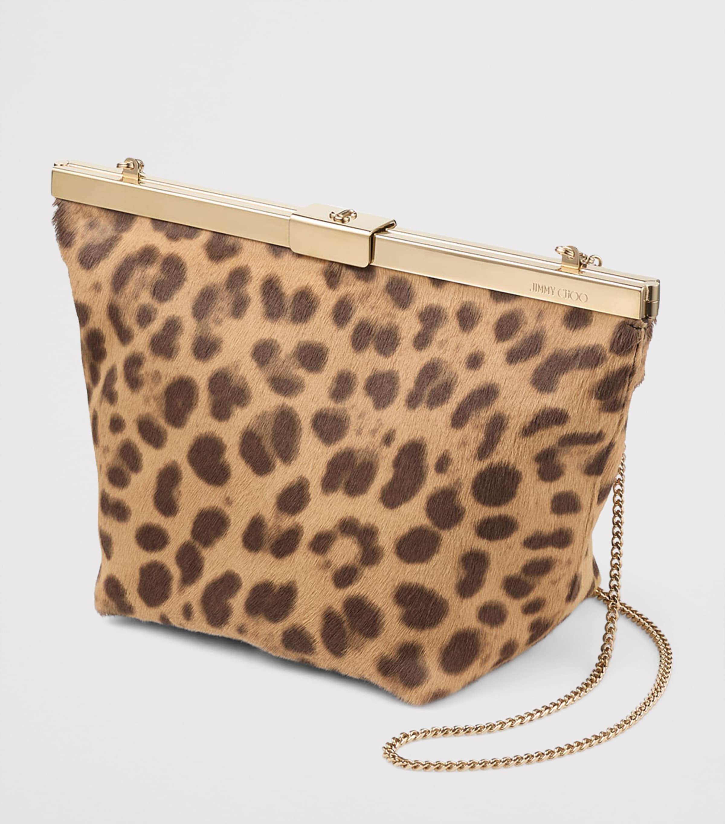 Leopard Print Ganache Clutch Bag NATURAL/LIGHT GOLD Image 2