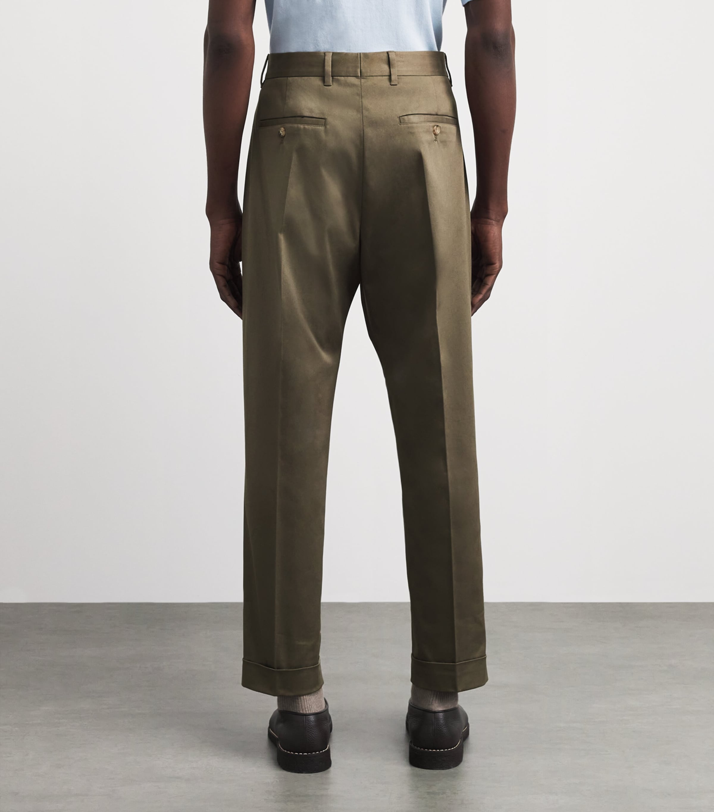 Paul Smith Mens Cotton-Blend Pleated Wide-Leg Trousers Grey Image 5