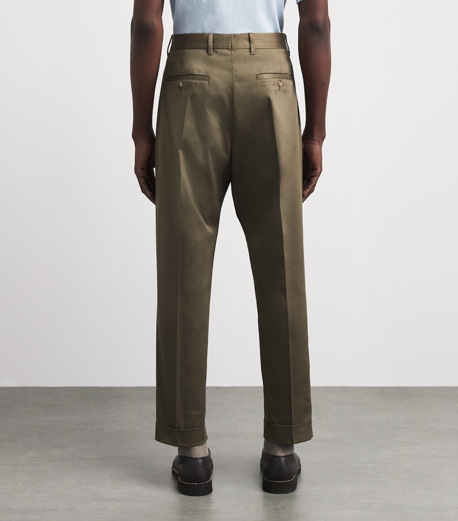 Paul Smith Mens Cotton-Blend Pleated Wide-Leg Trousers Grey Image 5