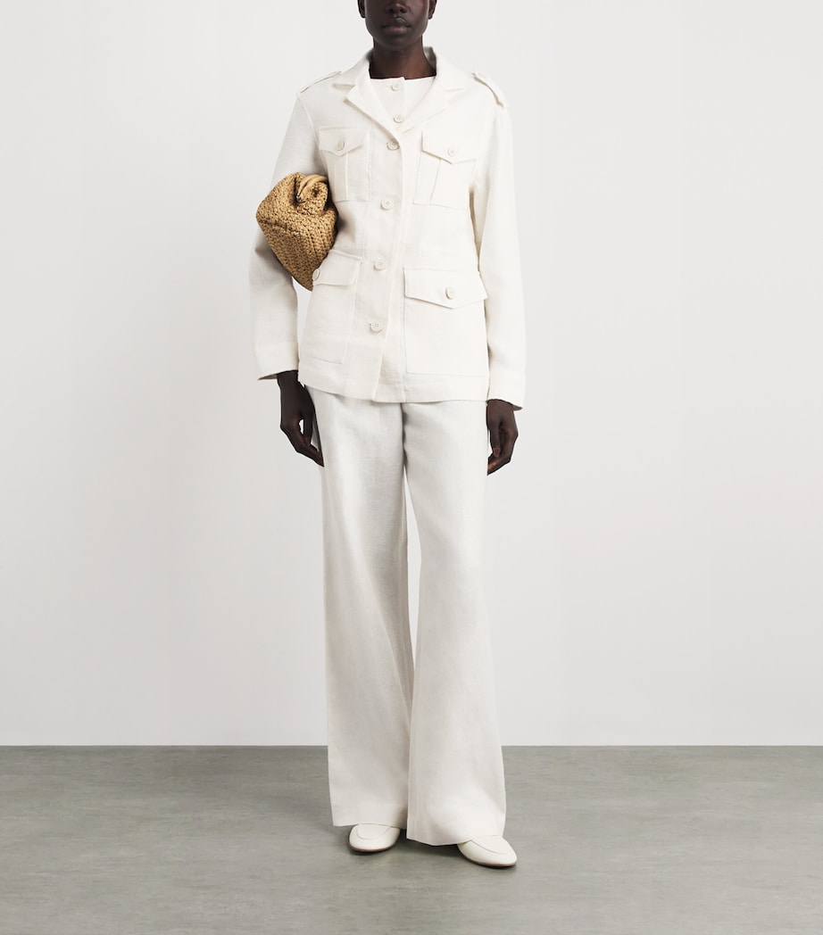 Eleventy Linen-Blend Elasticated Trousers Avorio Image 2