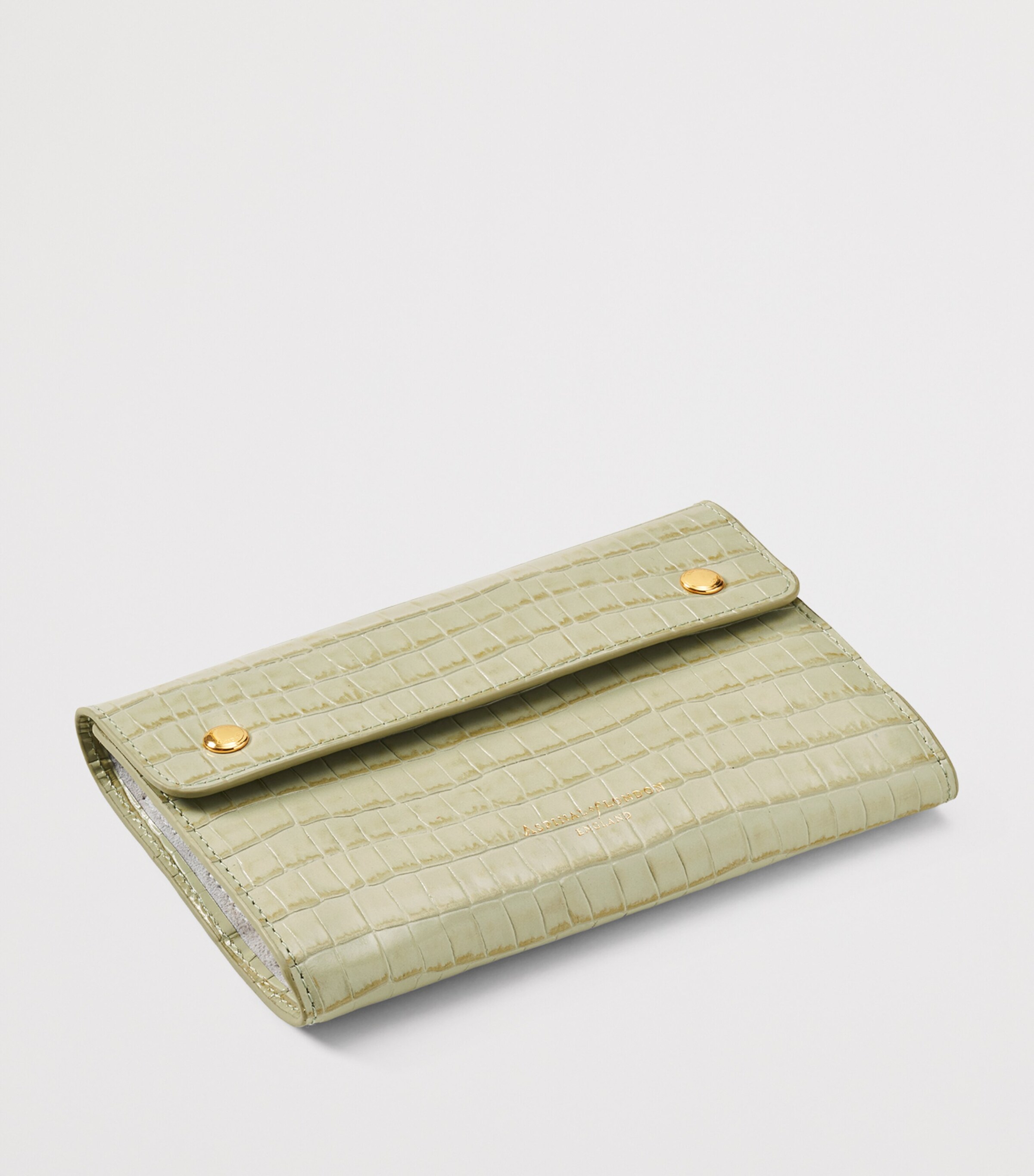 Aspinal Of London Leather Jewellery Roll Box Pistachio Image 4