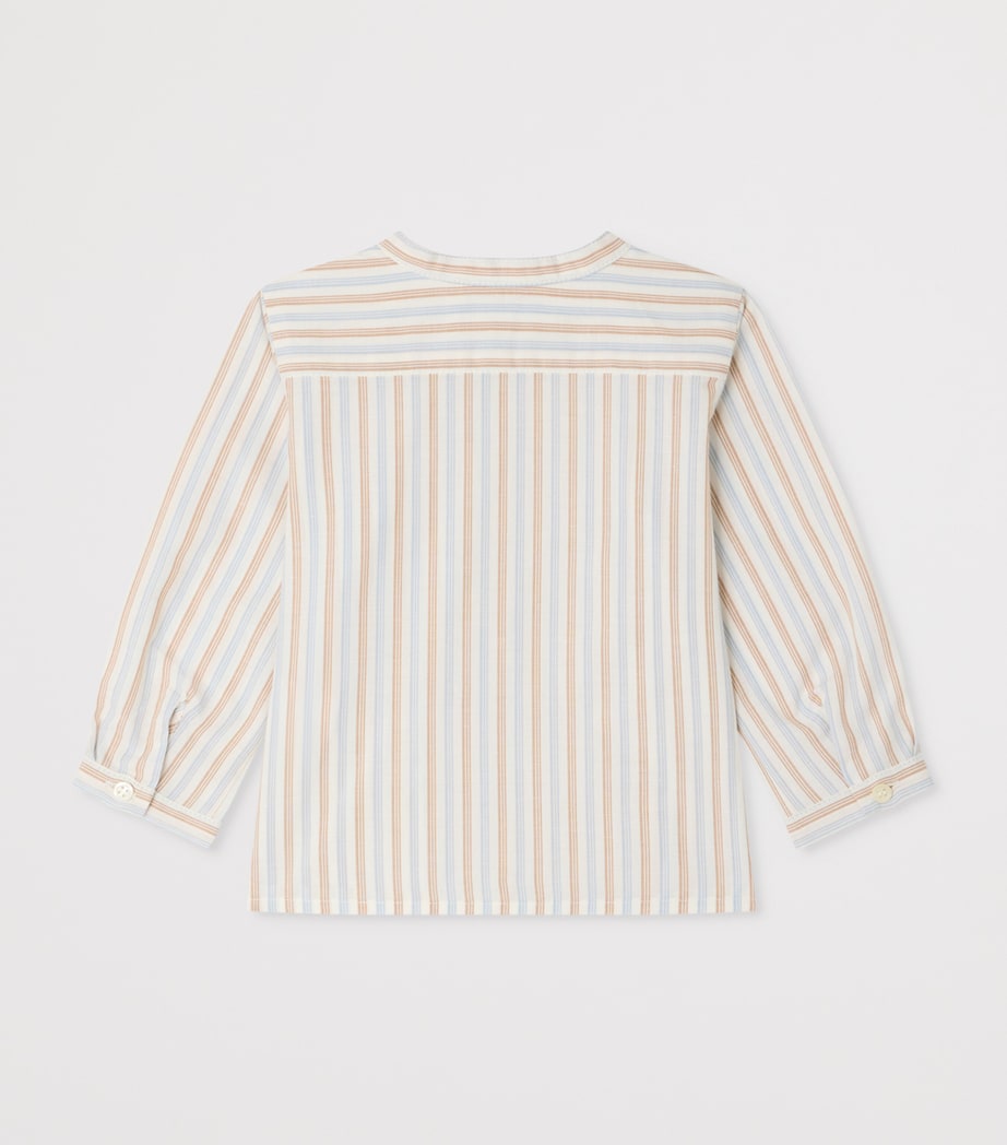 Bonpoint Cotton Stripe Shirt (6-18 Months) Rayures Ciel Image 2