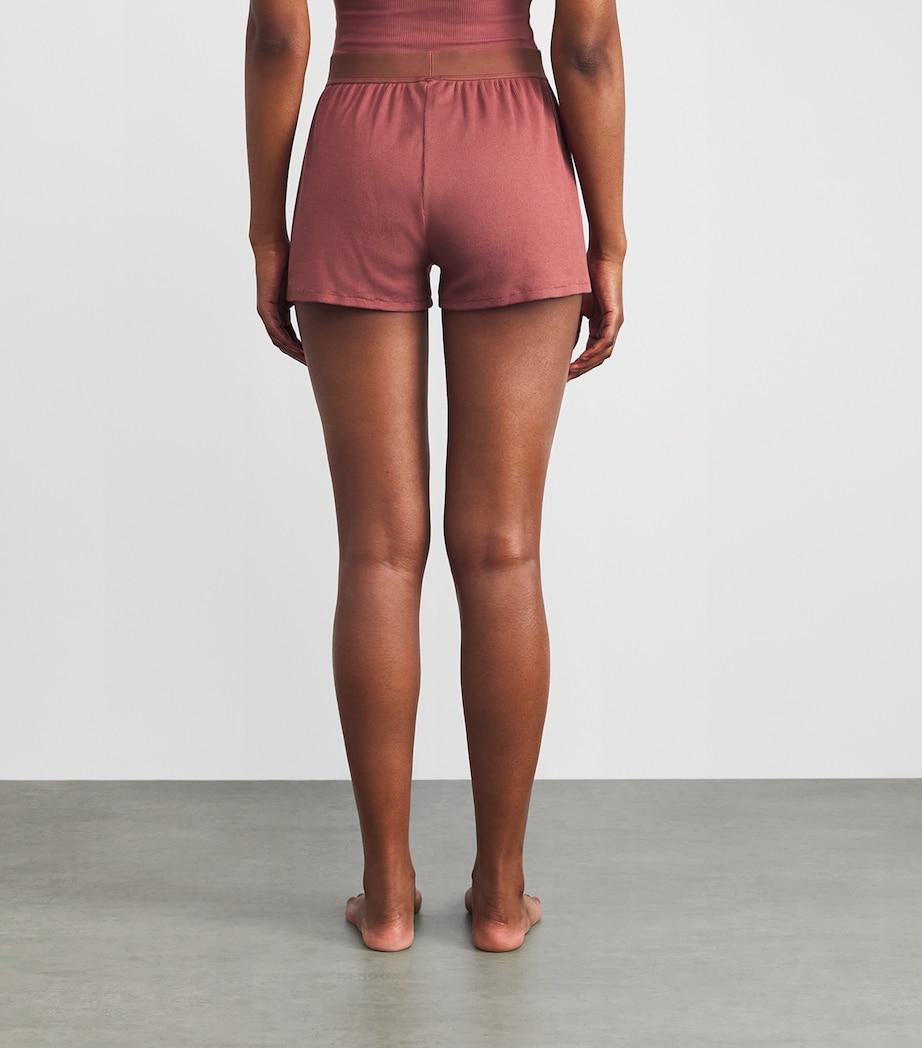 Cotton-Blend Ribbed Boxer Shorts REDWOOD Image 4