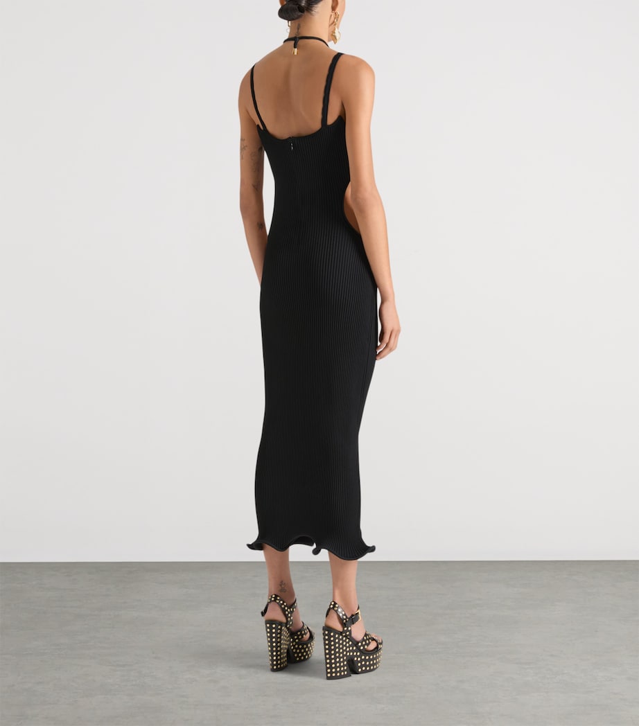 Ribbed Cut-Out Midi Dress BLACK Image 3