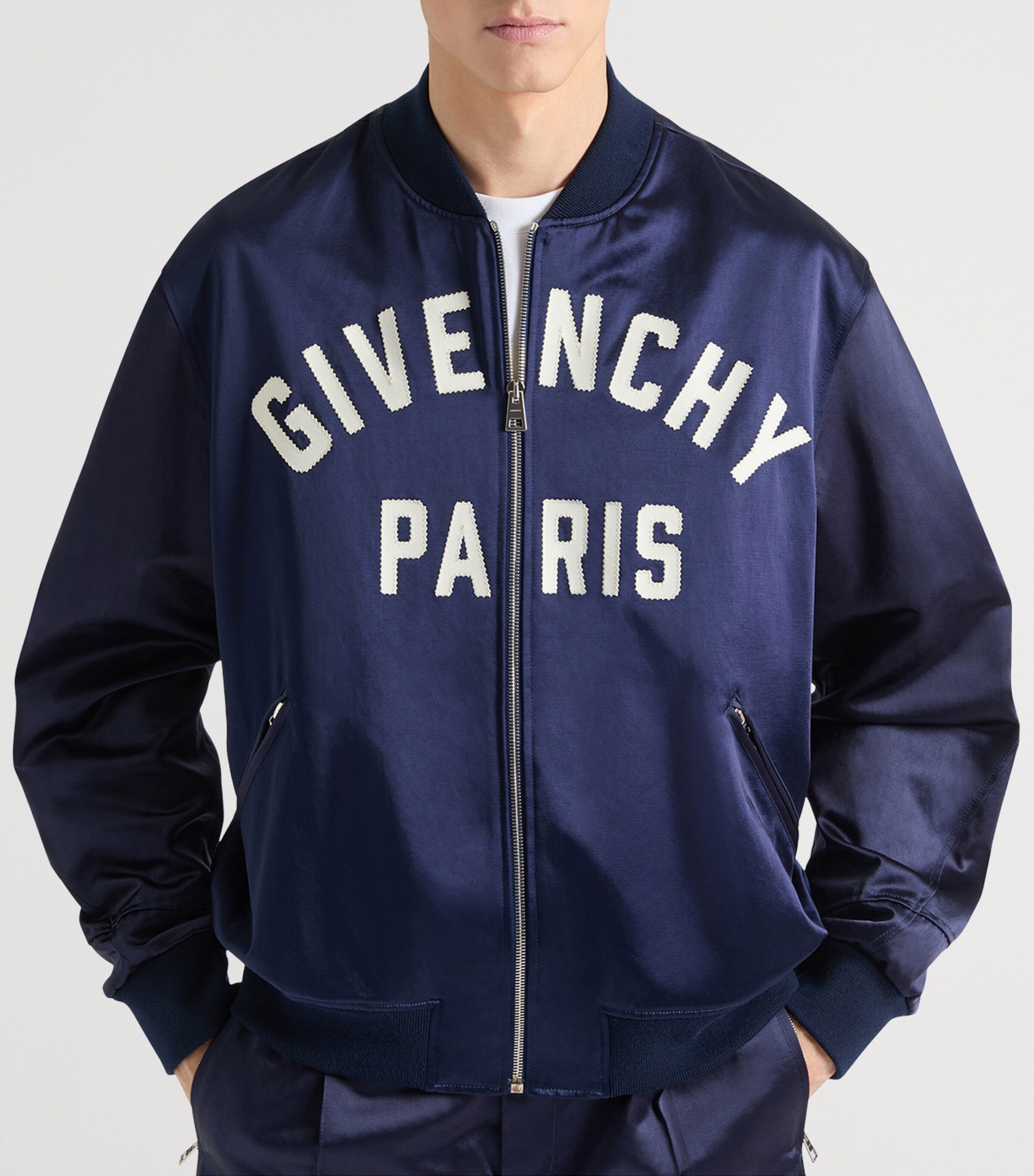 Satin Bomber Jacket NAVY Image 3