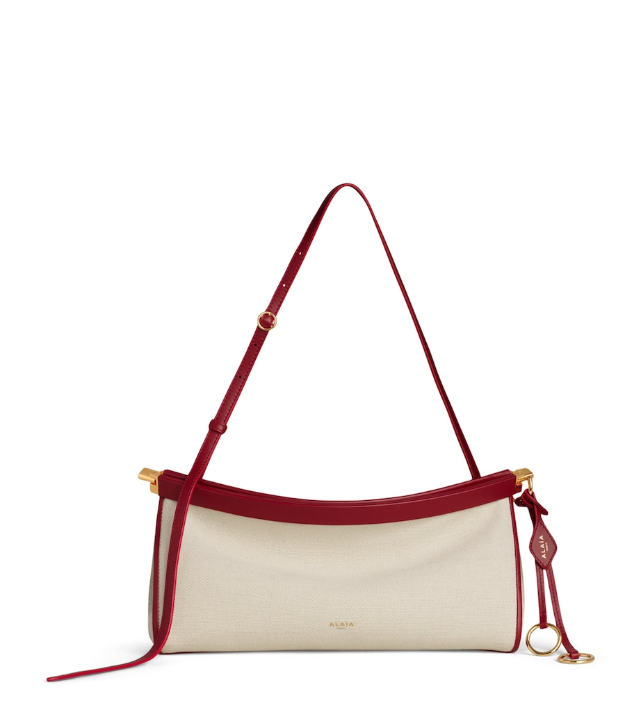 Alaïa Medium Canvas Le Click East West Shoulder Bag Natural Image 1