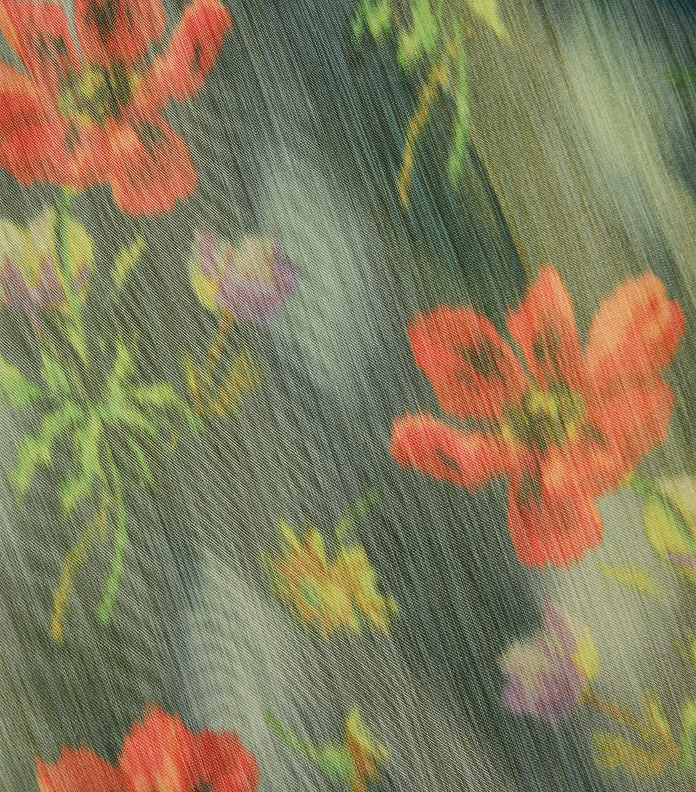 Floral Print Draped Top DARK GREEN/RED Image 3