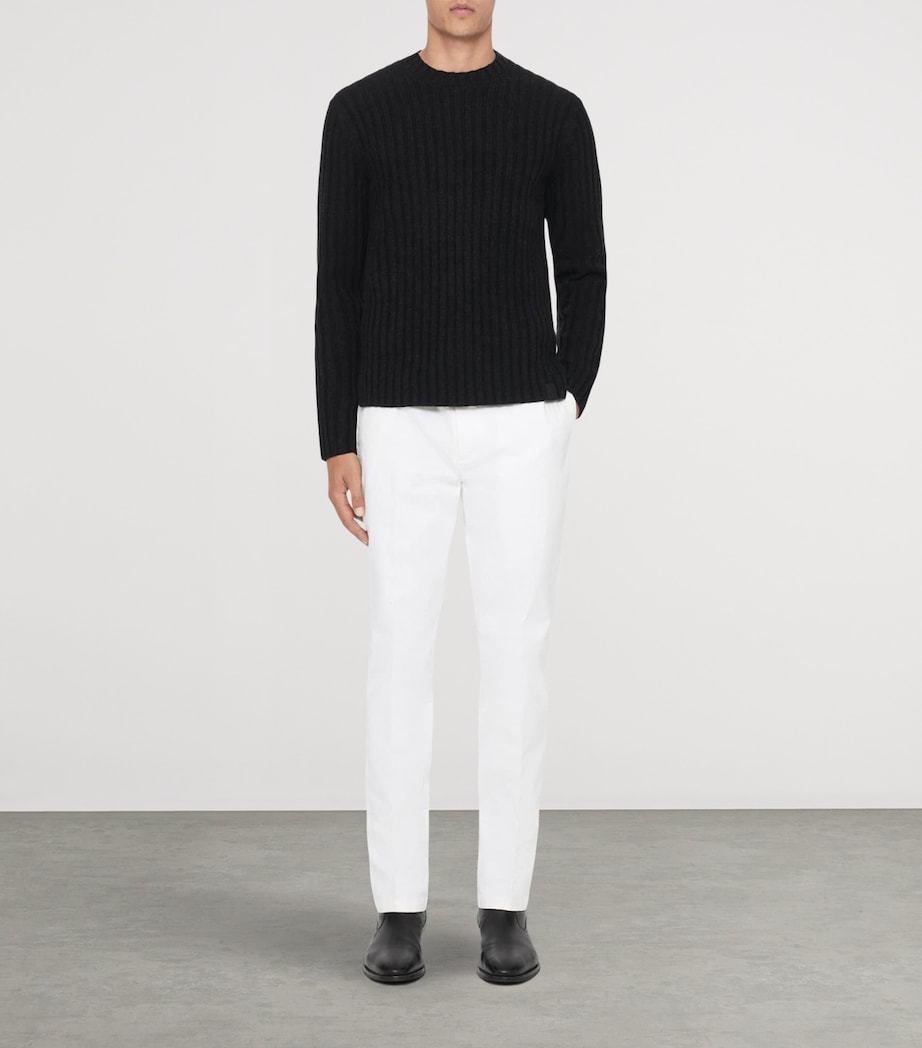 AllSaints Mens Merino-Blend Liev Sweater Cinder Black Marl Image 2
