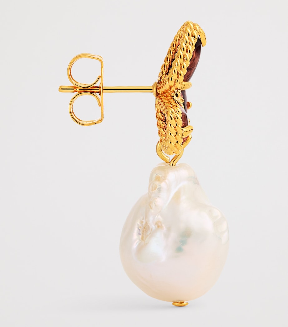 Pearl Bloom Earrings GOLD/BURGUNDYGLDBUR Image 4