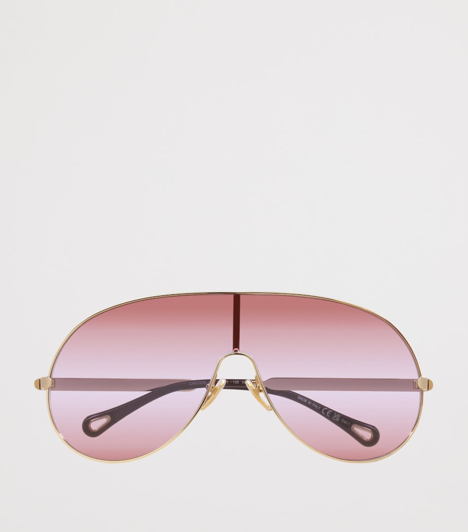 Chloé Metal Aly Shield Sunglasses Gold Image 5