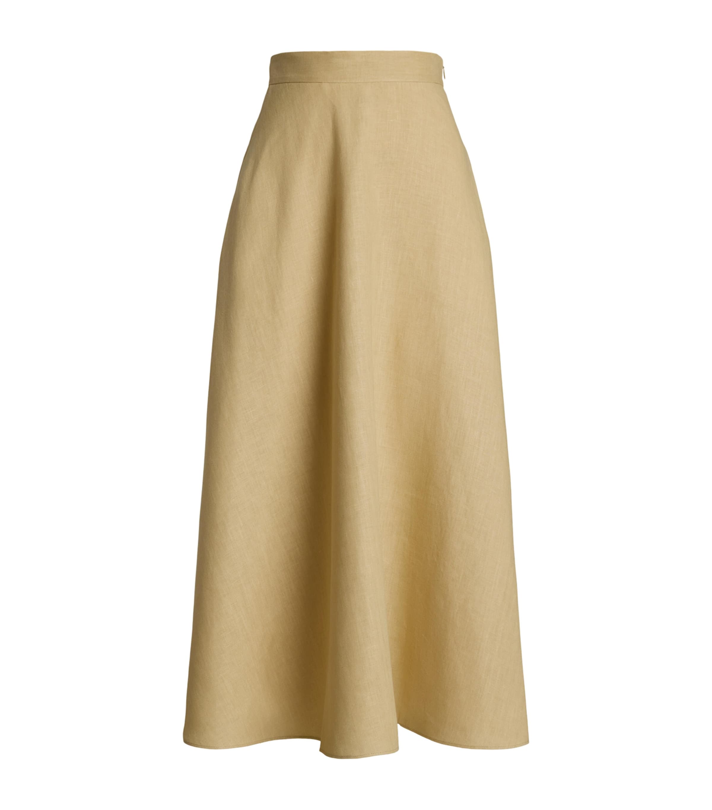 Ralph Lauren Linen Erica Midi Skirt In Beige