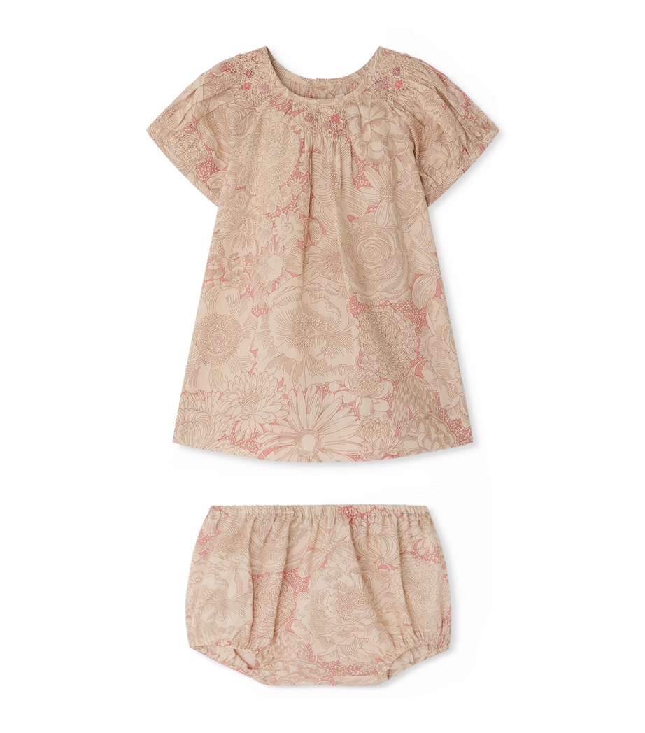 Bonpoint Cotton Floral Print Dress and Bloomers Set (6-18 Months) Fl Rose Moyen Image 1