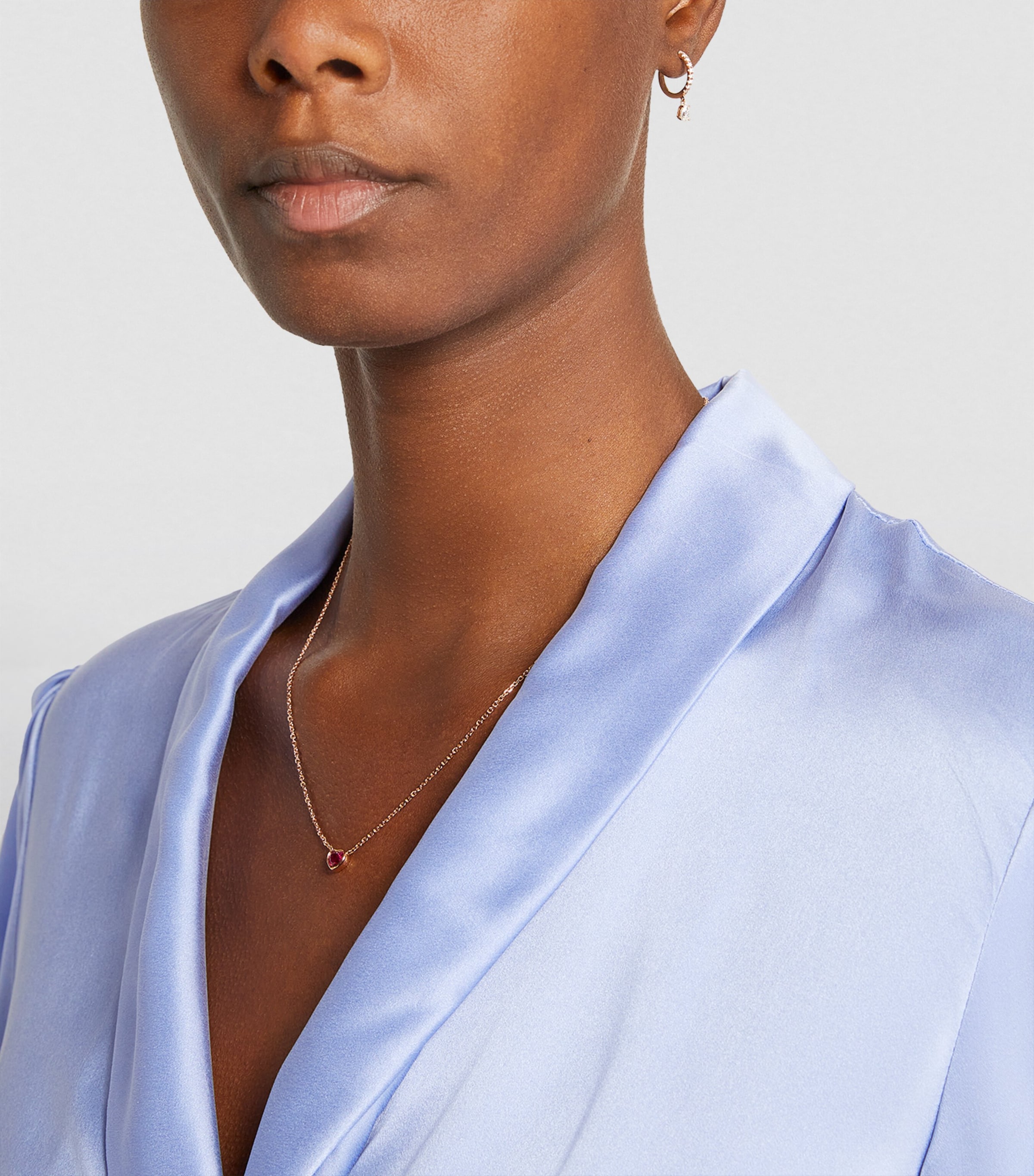 Rose Gold and Diamond Single Huggie Earring ROSE GOLD Image 5