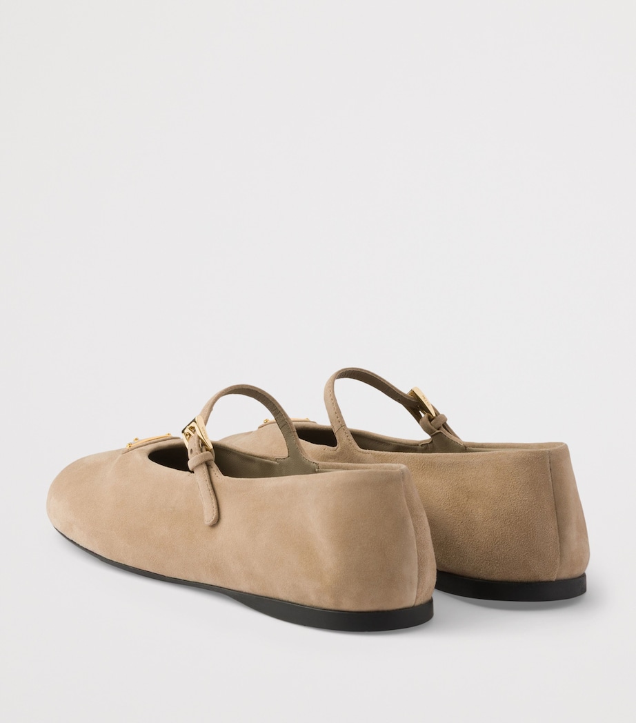 Prada Suede Ballet Flats Neutral Image 5