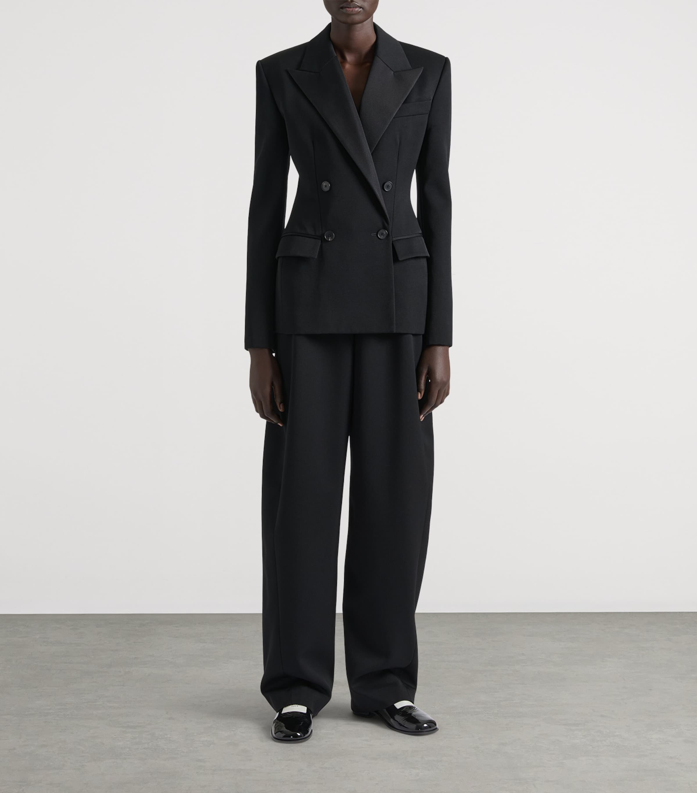 Wool Double-Breasted Jacket BLACK Image 2