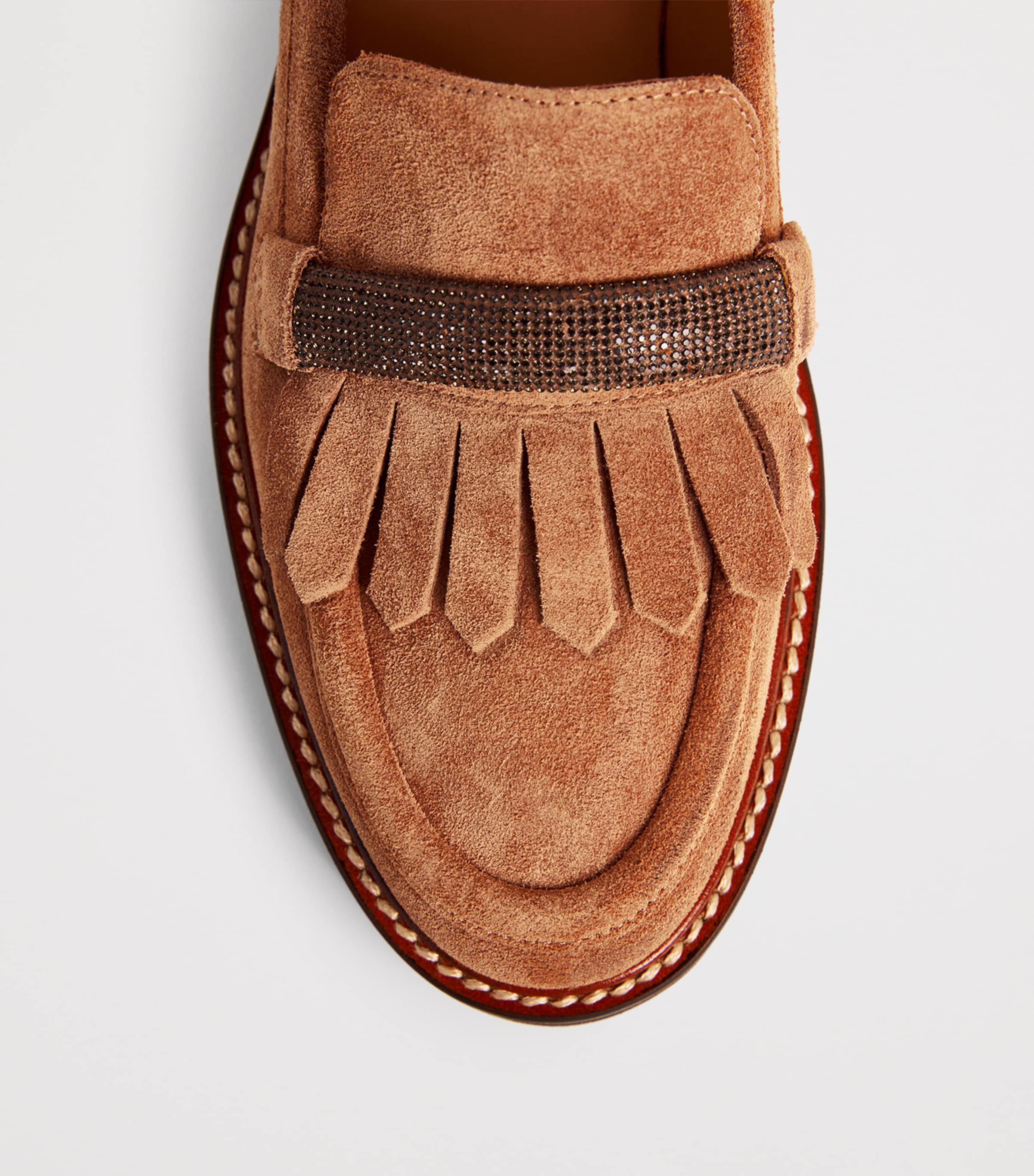 Eleventy Suede Embellished Loafers Visone Image 5