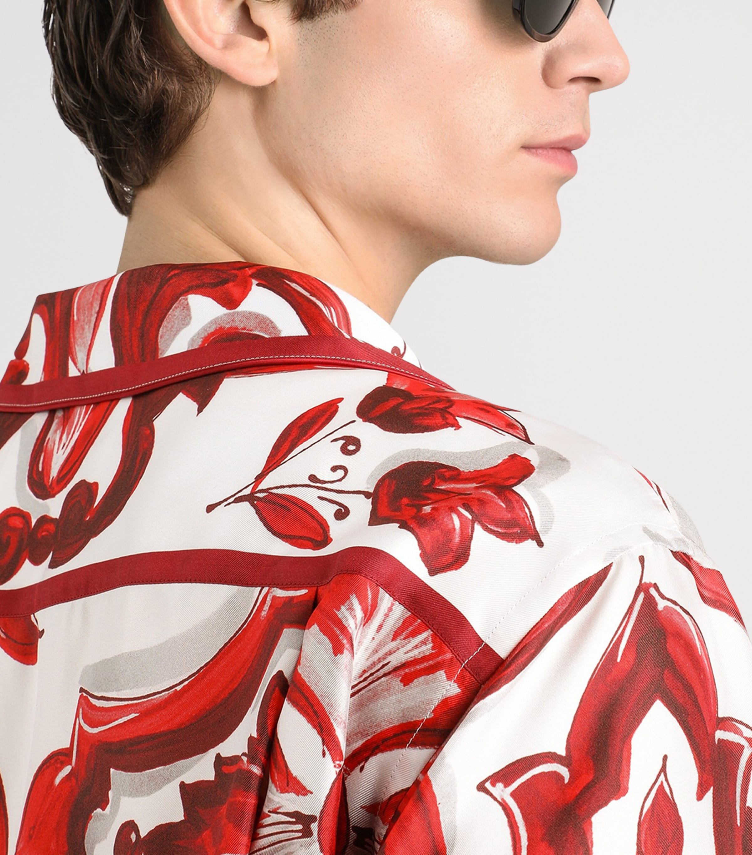 Dolce&Gabbana Mens Silk Shirt Maiolica Rub Image 4