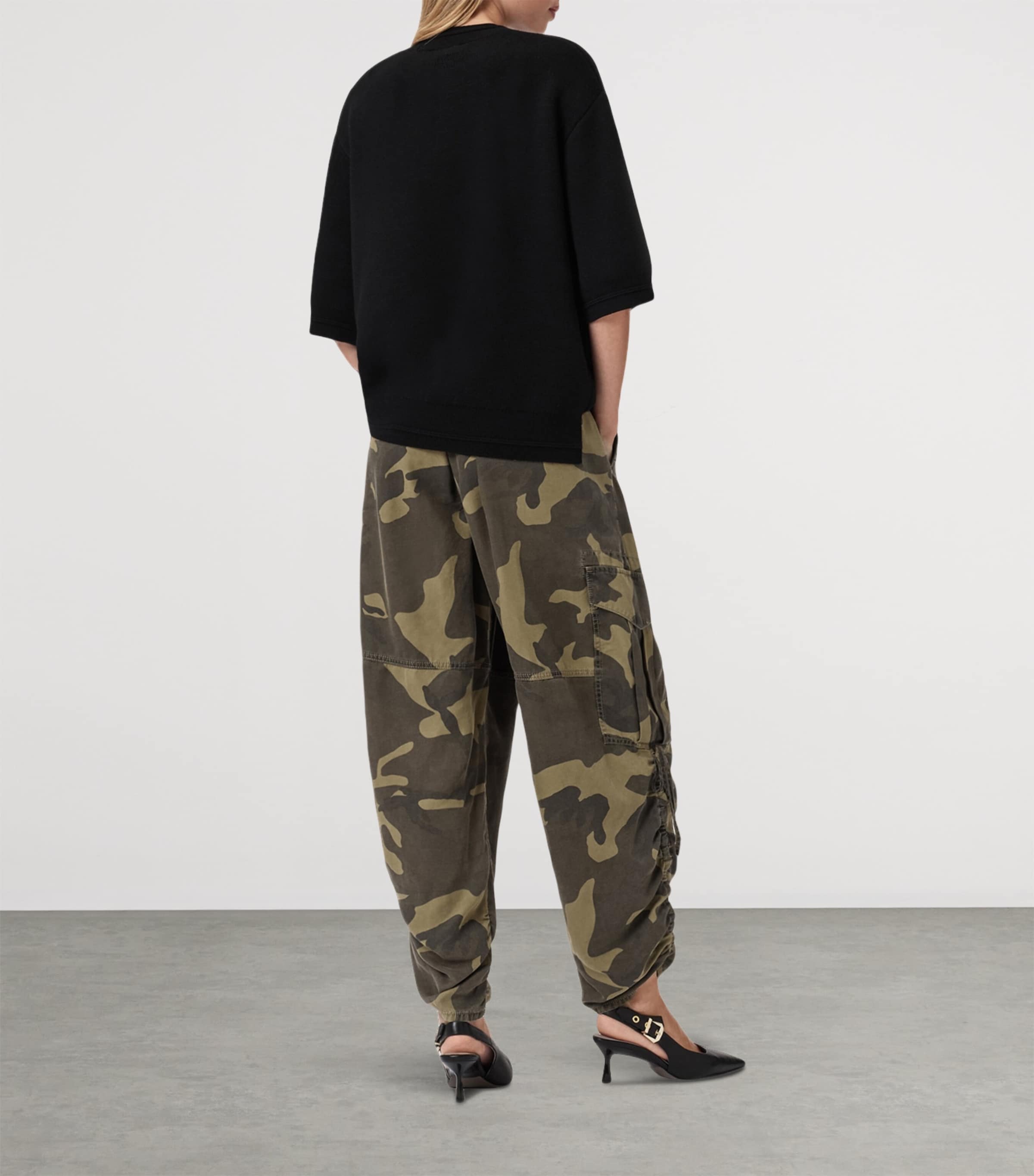 Camouflage Print Kaye Cargo Trousers CAMO GREEN Image 4