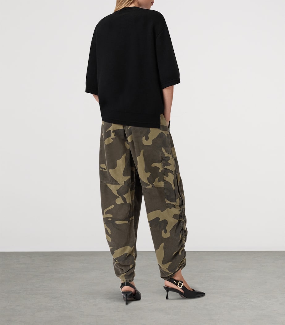 Camouflage Print Kaye Cargo Trousers CAMO GREEN Image 4