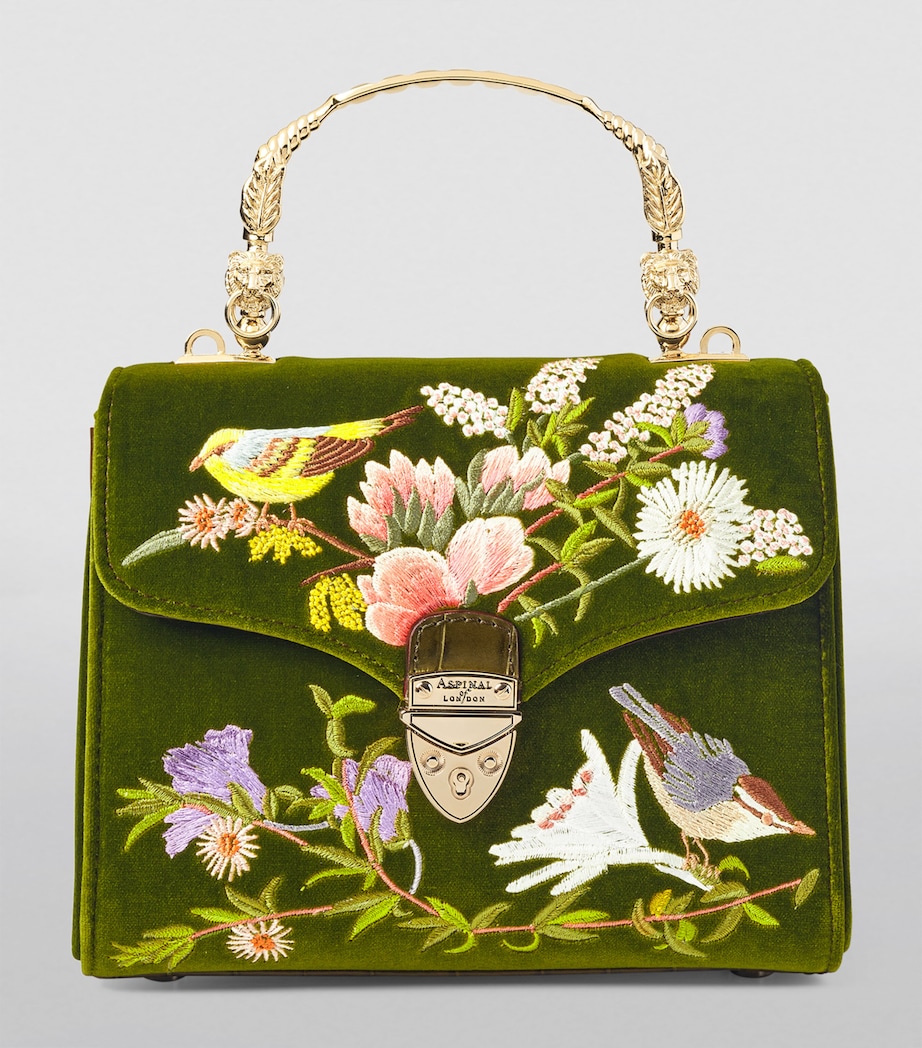 Midi Velvet Embroidered Mayfair Top-Handle Bag OLIVE Image 8