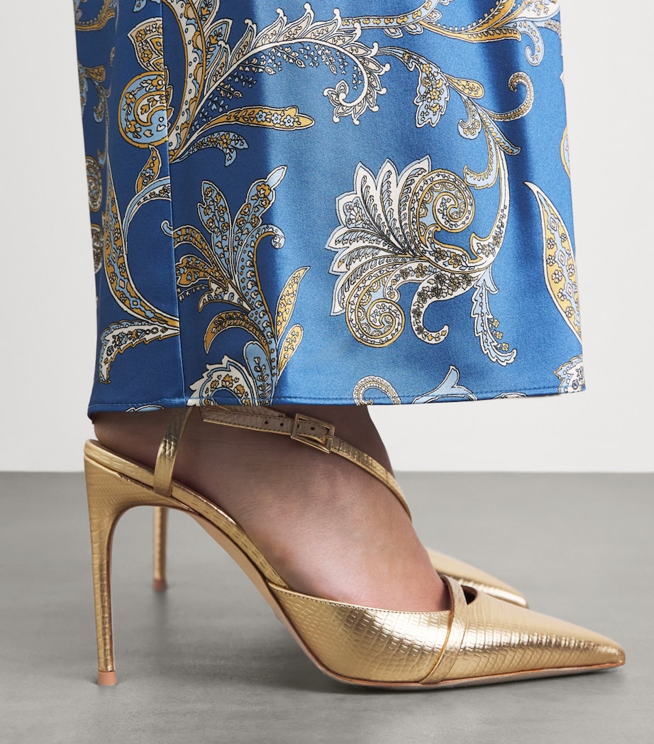 Malone Souliers x Harrods Exclusive Metallic Leather Embossed Valeria Slingback Pumps 90 Antique Gold Image 2