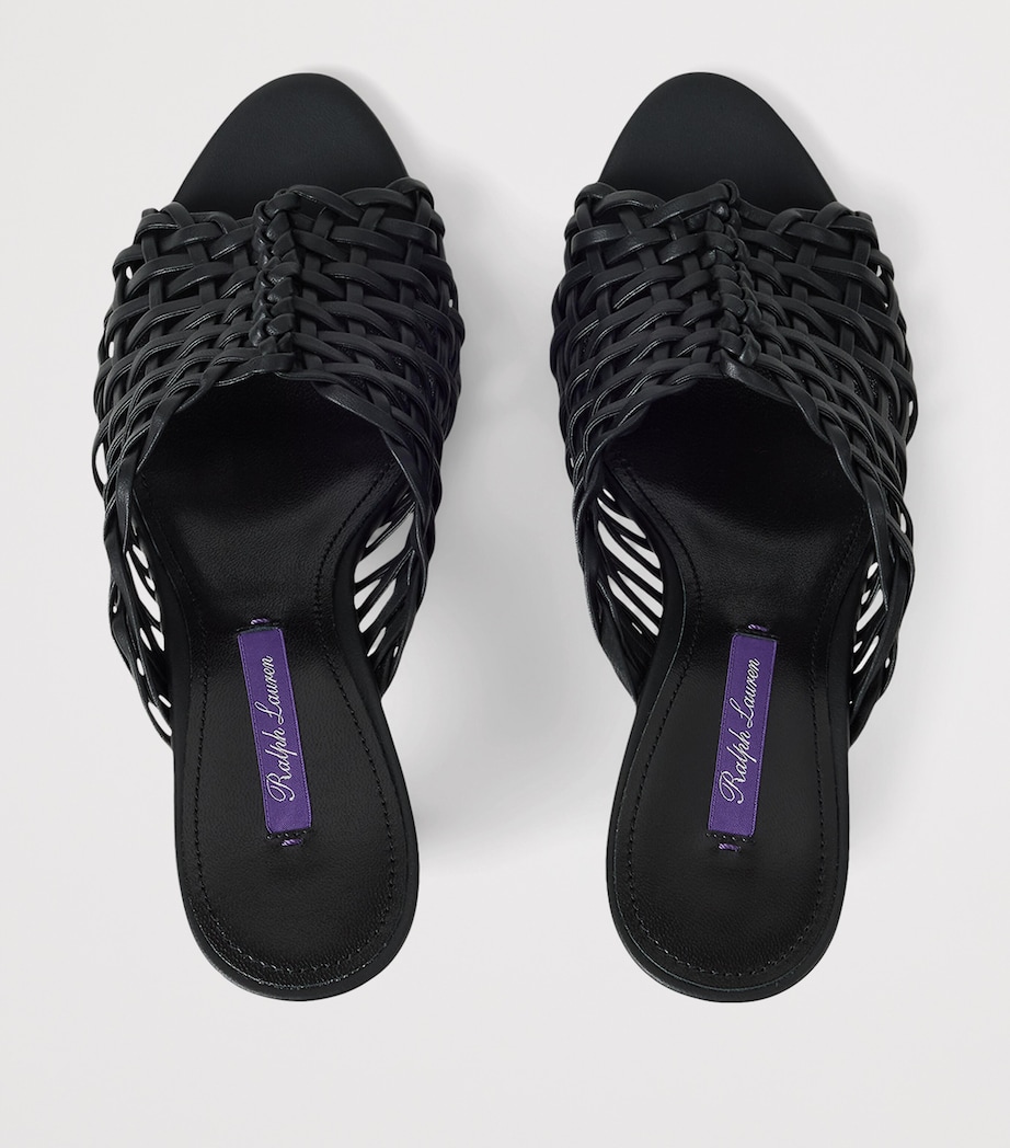 Ralph Lauren Collection Lamb Leather Heeled Mules Black Image 3