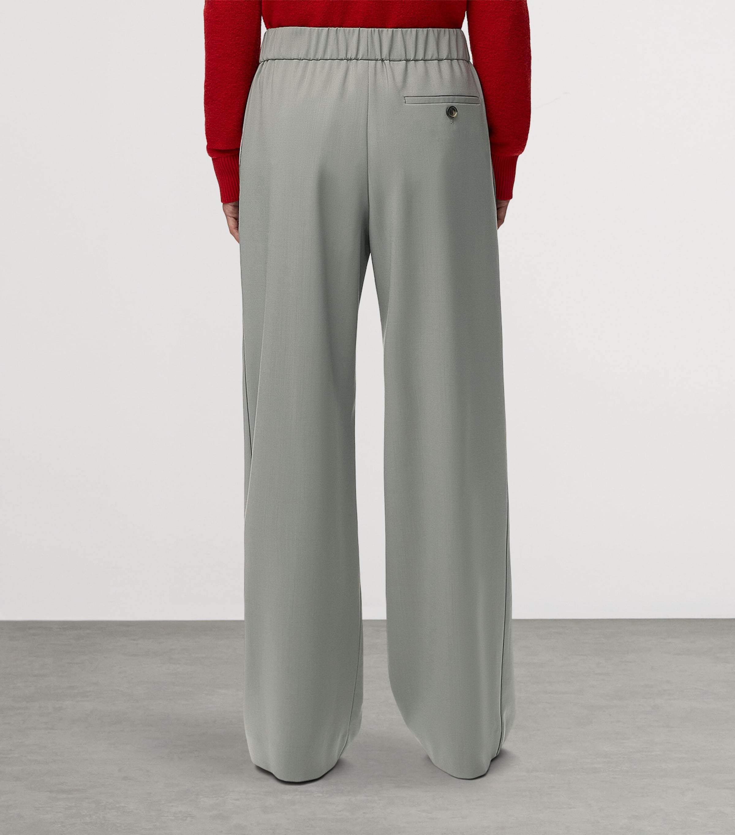 LOEWE Womens Wool-Blend Tailored Trousers Light Sage Image 4