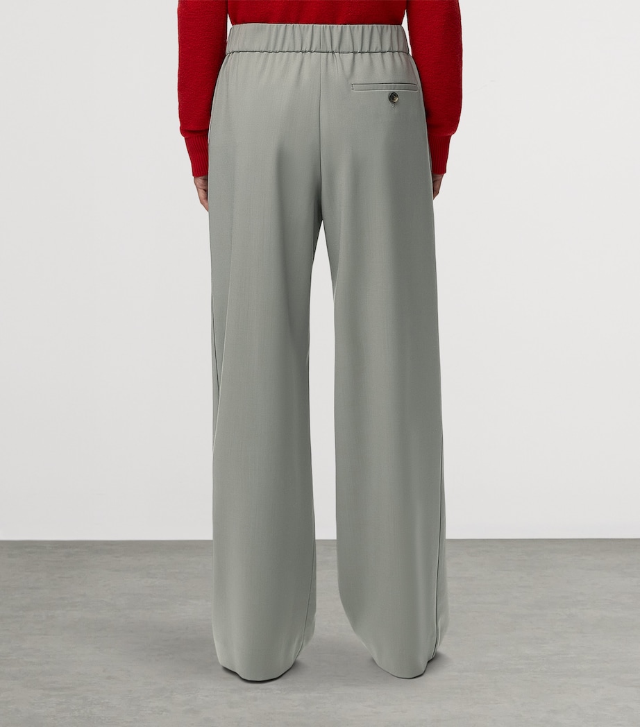 LOEWE Womens Wool-Blend Tailored Trousers Light Sage Image 4