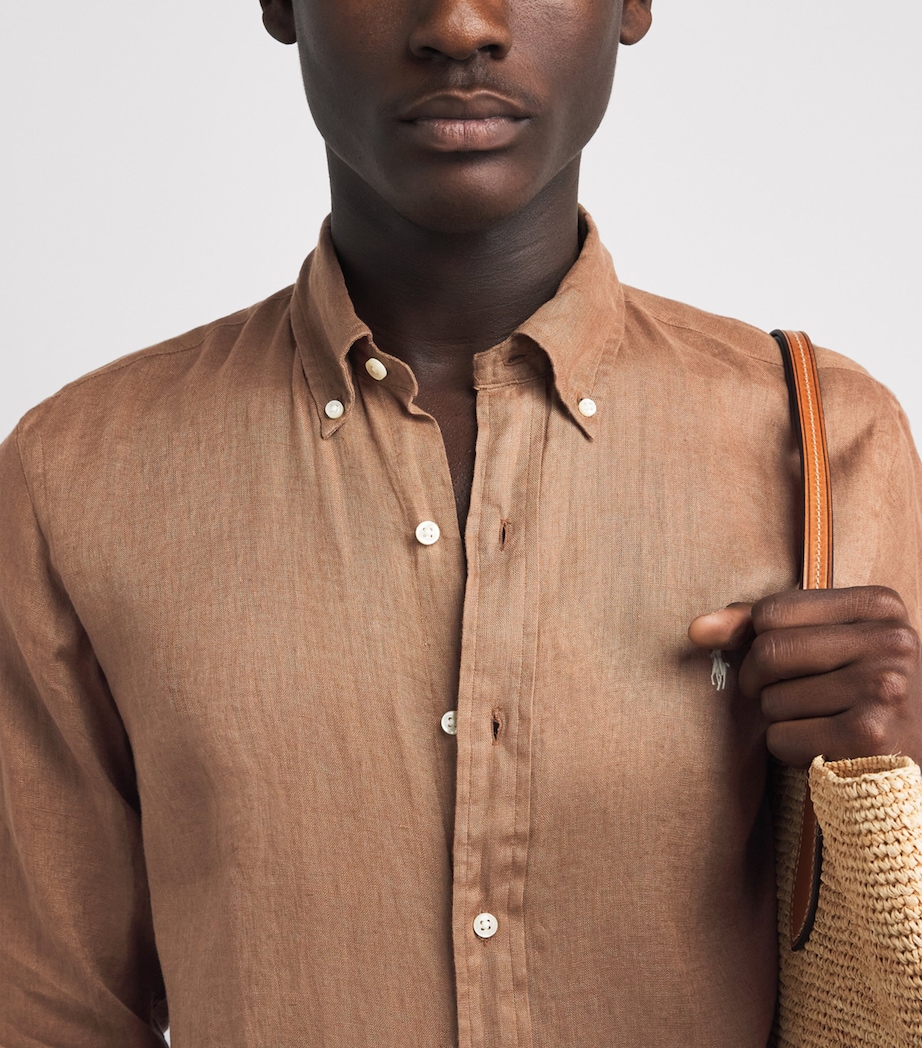 Polo Ralph Lauren Mens Linen Custom-Fit Shirt Rl Brown Image 3